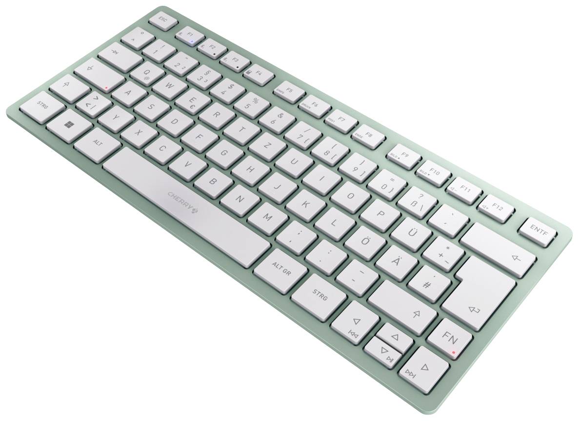 CHERRY KW 7100 MINI BT Bluetooth® Tastatur Deutsch, QWERTZ Grün Geräuscharme Tasten, Multipair-Funktion