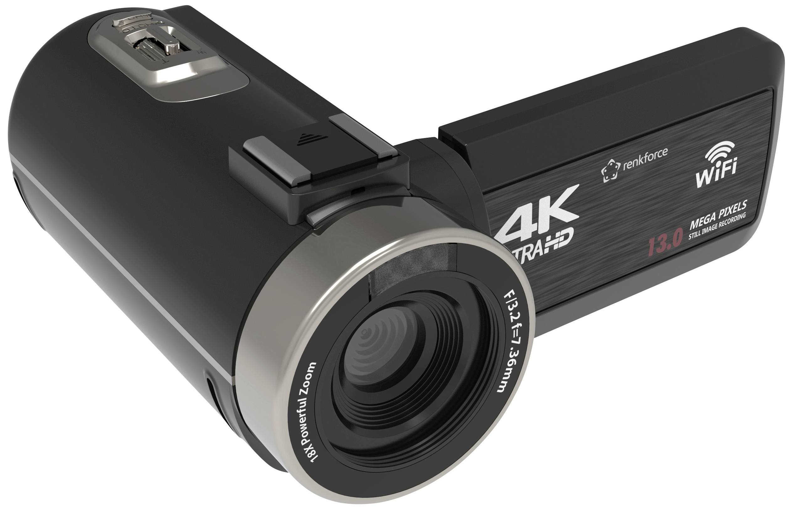 Renkforce RF-5798910 4K Camcorder 7.6cm 3 Zoll 13 Megapixel Schwarz