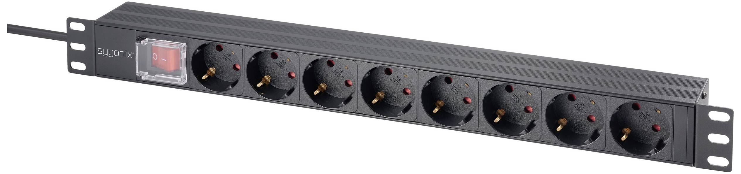 Sygonix SY-5799002 Steckdosenleiste 19 Zoll 8fach Schwarz Schutzkontakt 1St.