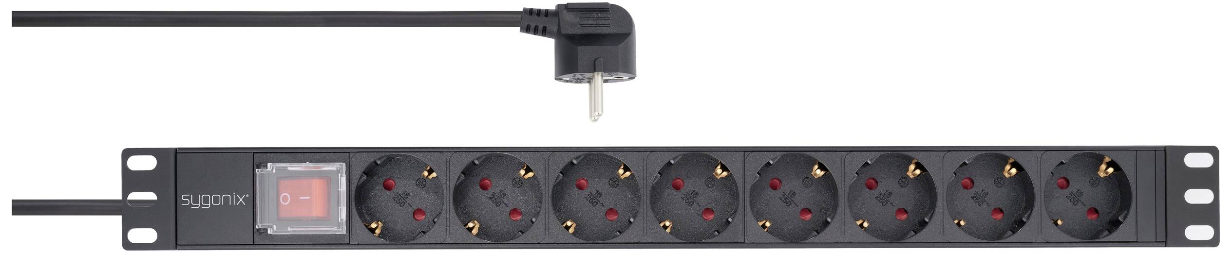Sygonix SY-5799002 Steckdosenleiste 19 Zoll 8fach Schwarz Schutzkontakt 1St.