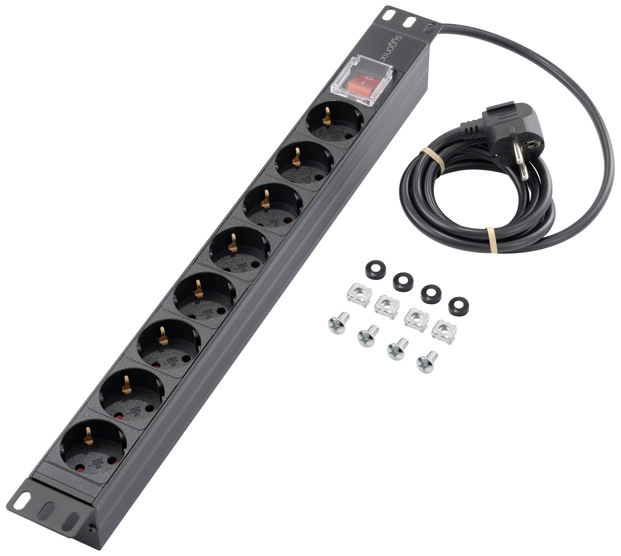 Sygonix SY-5799002 Steckdosenleiste 19 Zoll 8fach Schwarz Schutzkontakt 1St.