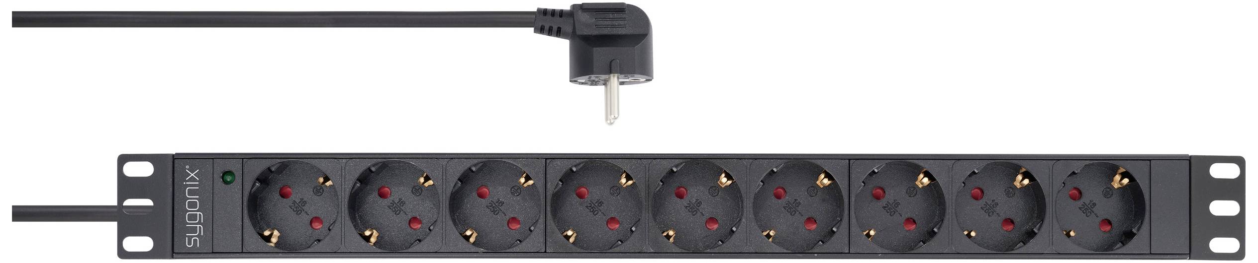 Sygonix SY-5799004 Steckdosenleiste 19 Zoll 9fach Schwarz Schutzkontakt 1St.