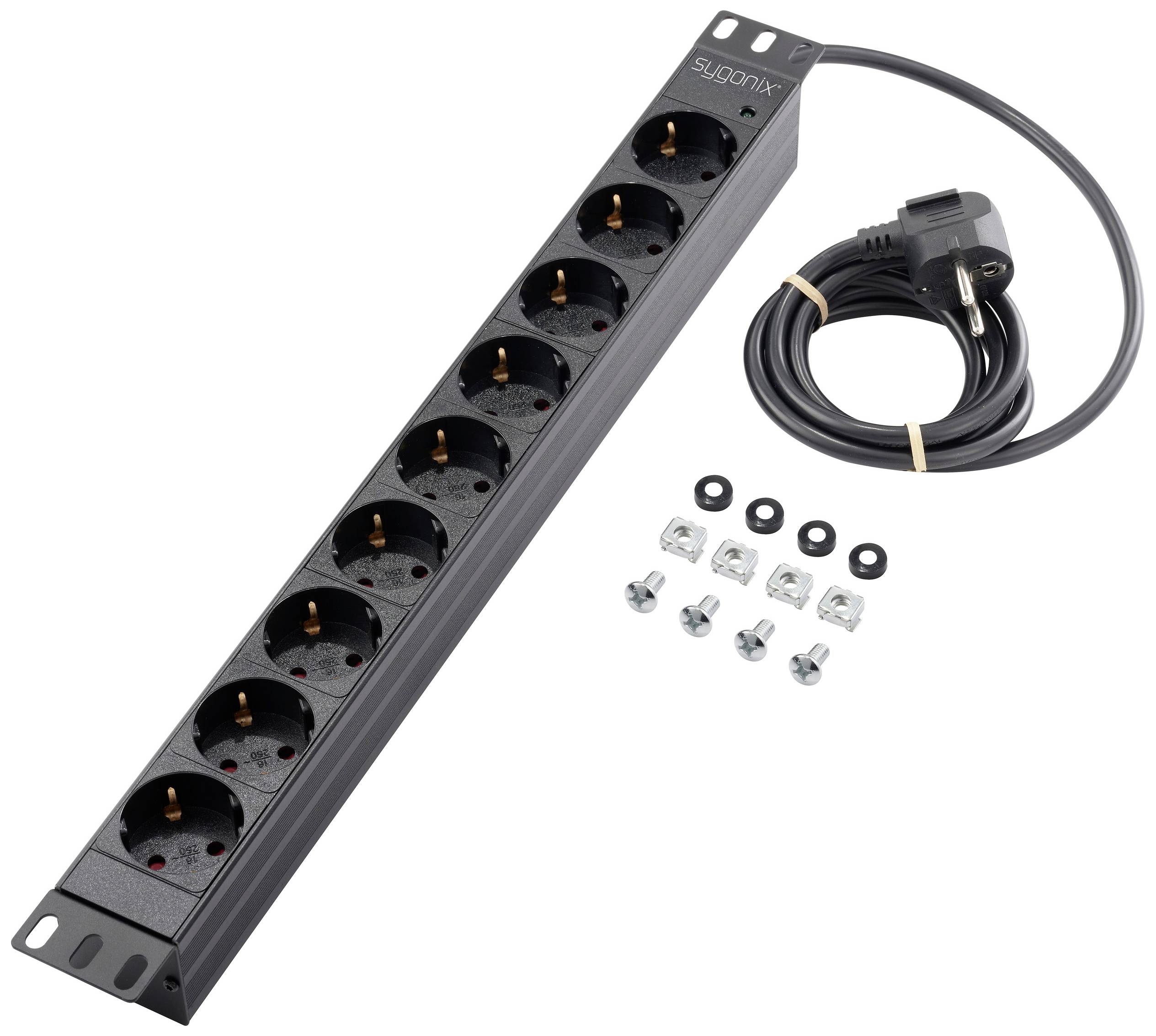 Sygonix SY-5799004 Steckdosenleiste 19 Zoll 9fach Schwarz Schutzkontakt 1St.
