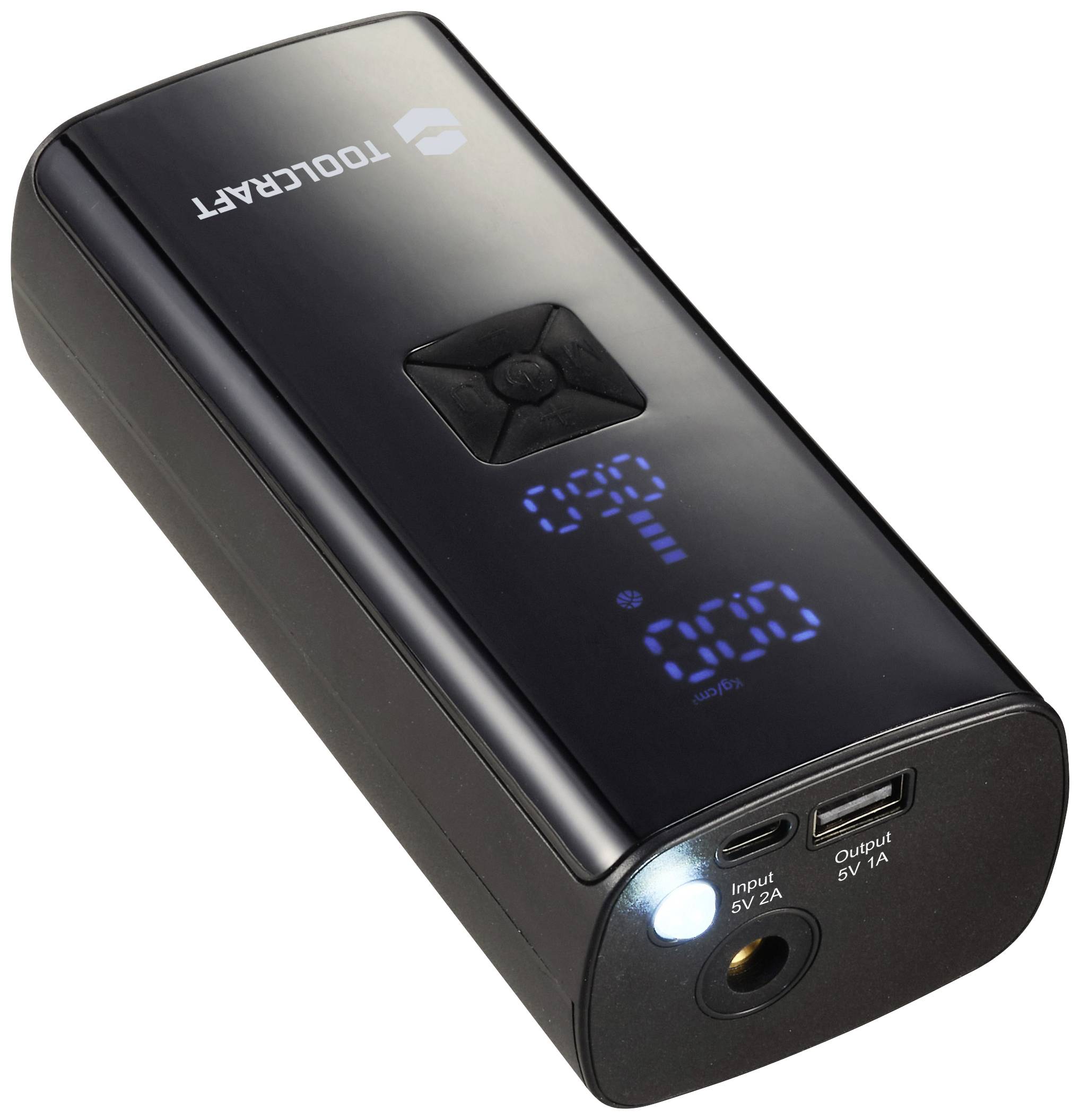 TOOLCRAFT TO-8698626 Kompressor TO-ACP-200 10 bar Automatische Abschaltung, Digitales Display, Blinklicht, mit Powerbank-Funktion