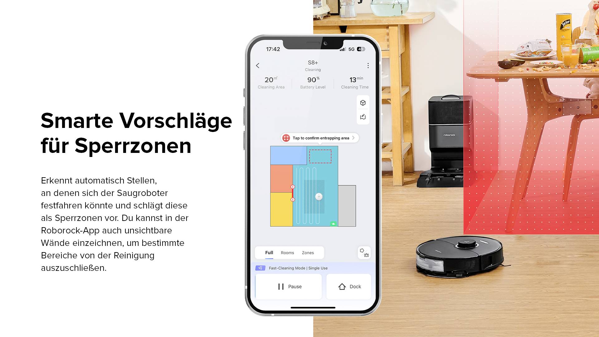 Roborock S8+ black Saug-und Wischroboter Schwarz kompatibel mit Amazon Alexa, kompatibel mit Google Home, Sprachgesteuert