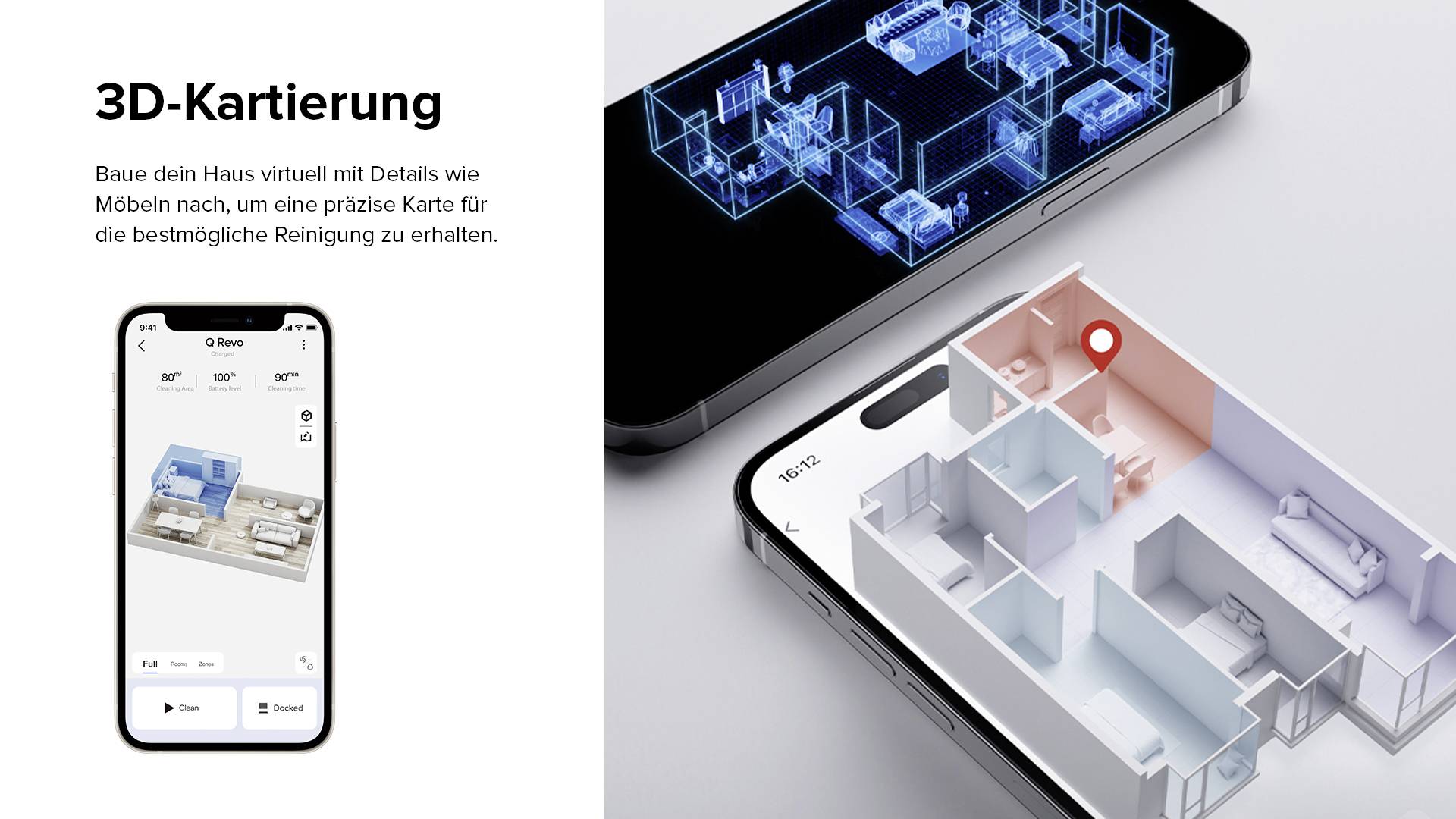 Roborock Qrevo Black Saug-und Wischroboter Schwarz kompatibel mit Amazon Alexa, kompatibel mit Google Home, Sprachgesteuert