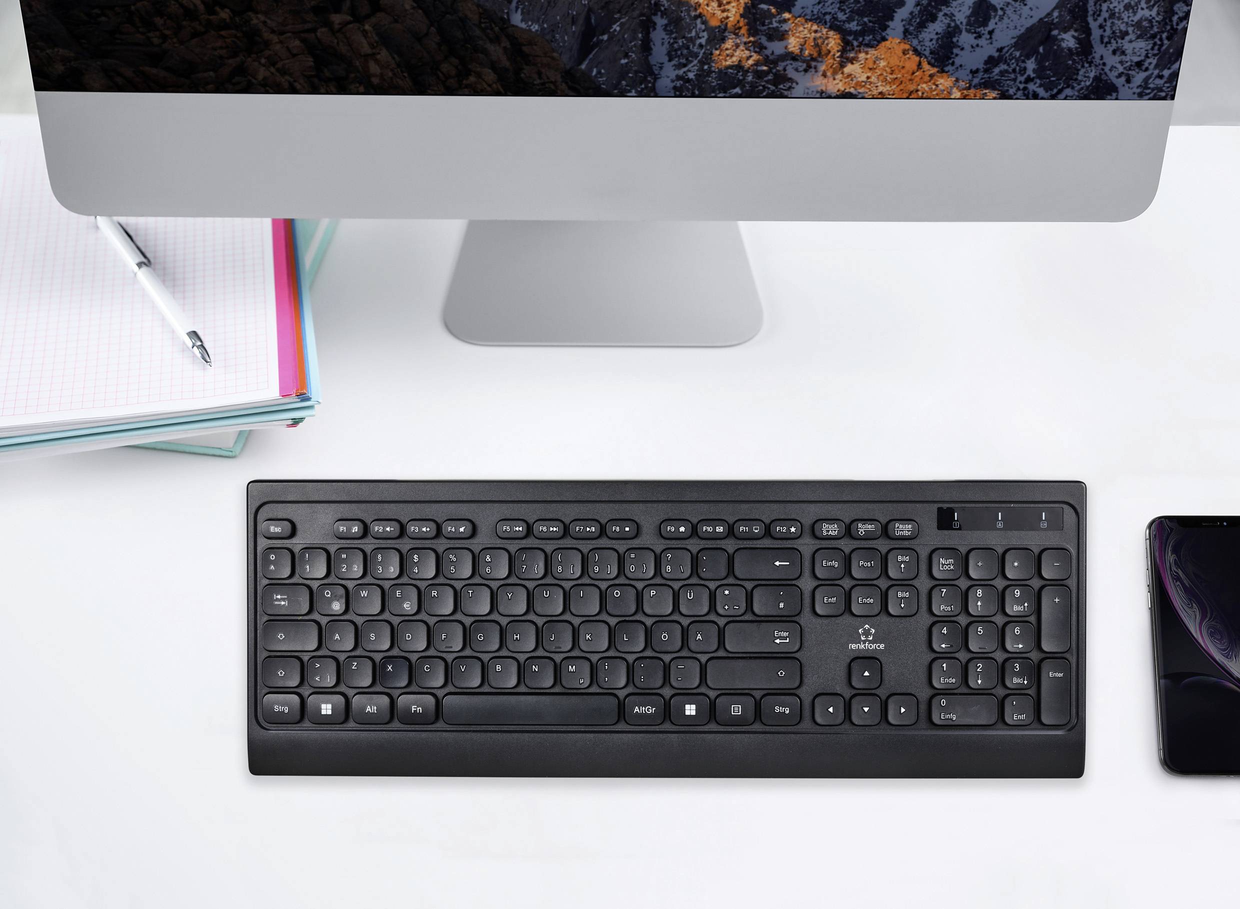 Renkforce RF-5799534 Kabellos Tastatur Deutsch, QWERTZ Schwarz