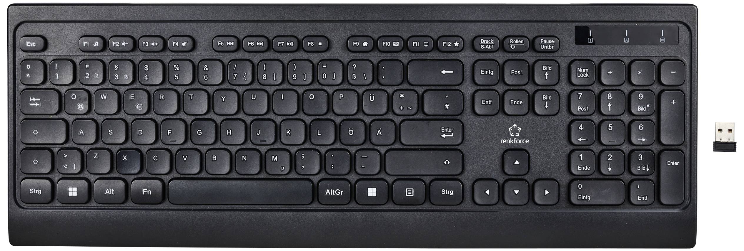 Renkforce RF-5799534 Kabellos Tastatur Deutsch, QWERTZ Schwarz