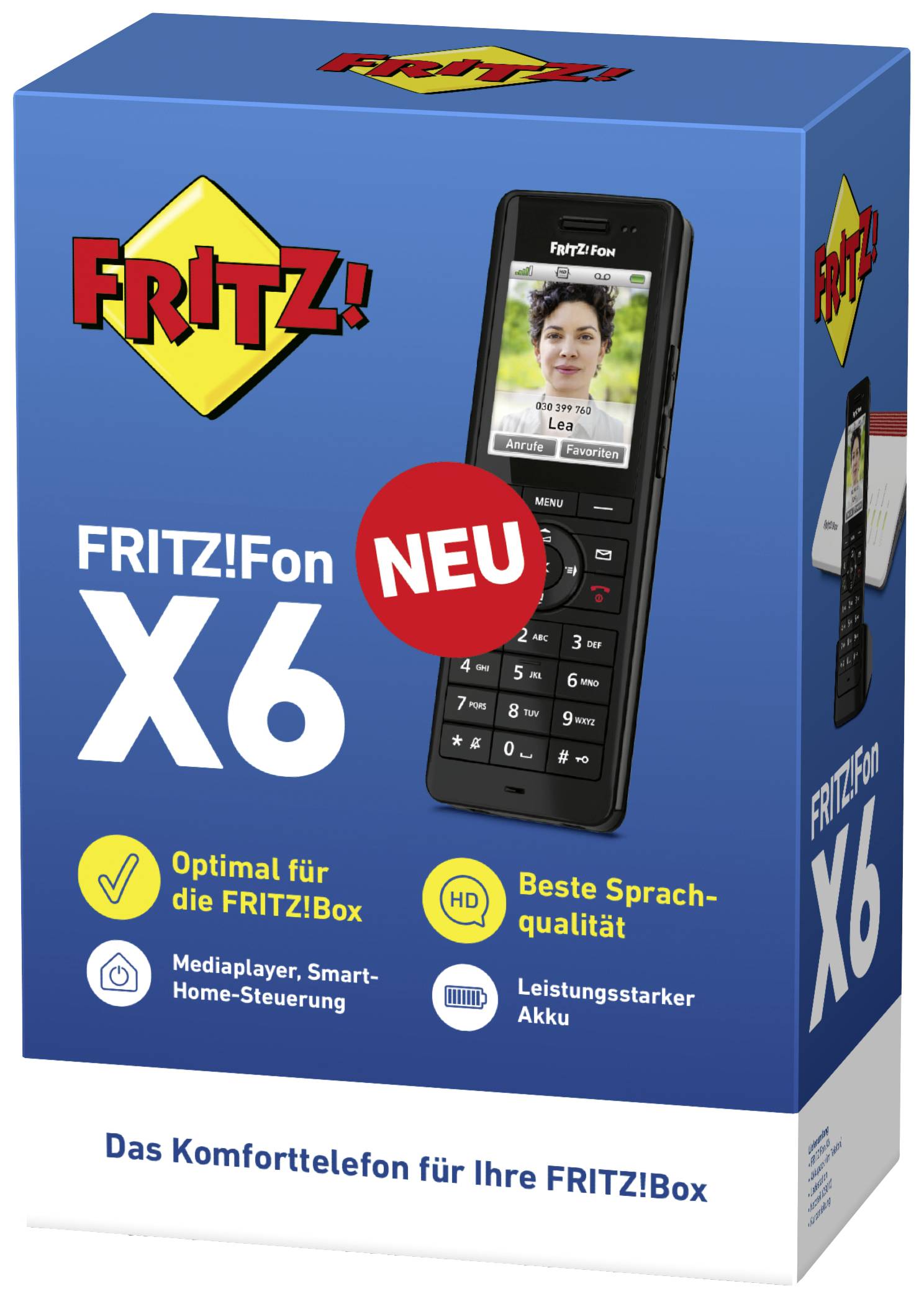 Fritz! FRITZ!Fon X6 DECT-Mobilteil Headsetanschluss, Anrufbeantworter, Babyphone, Freisprechen, Integrierter Webserver