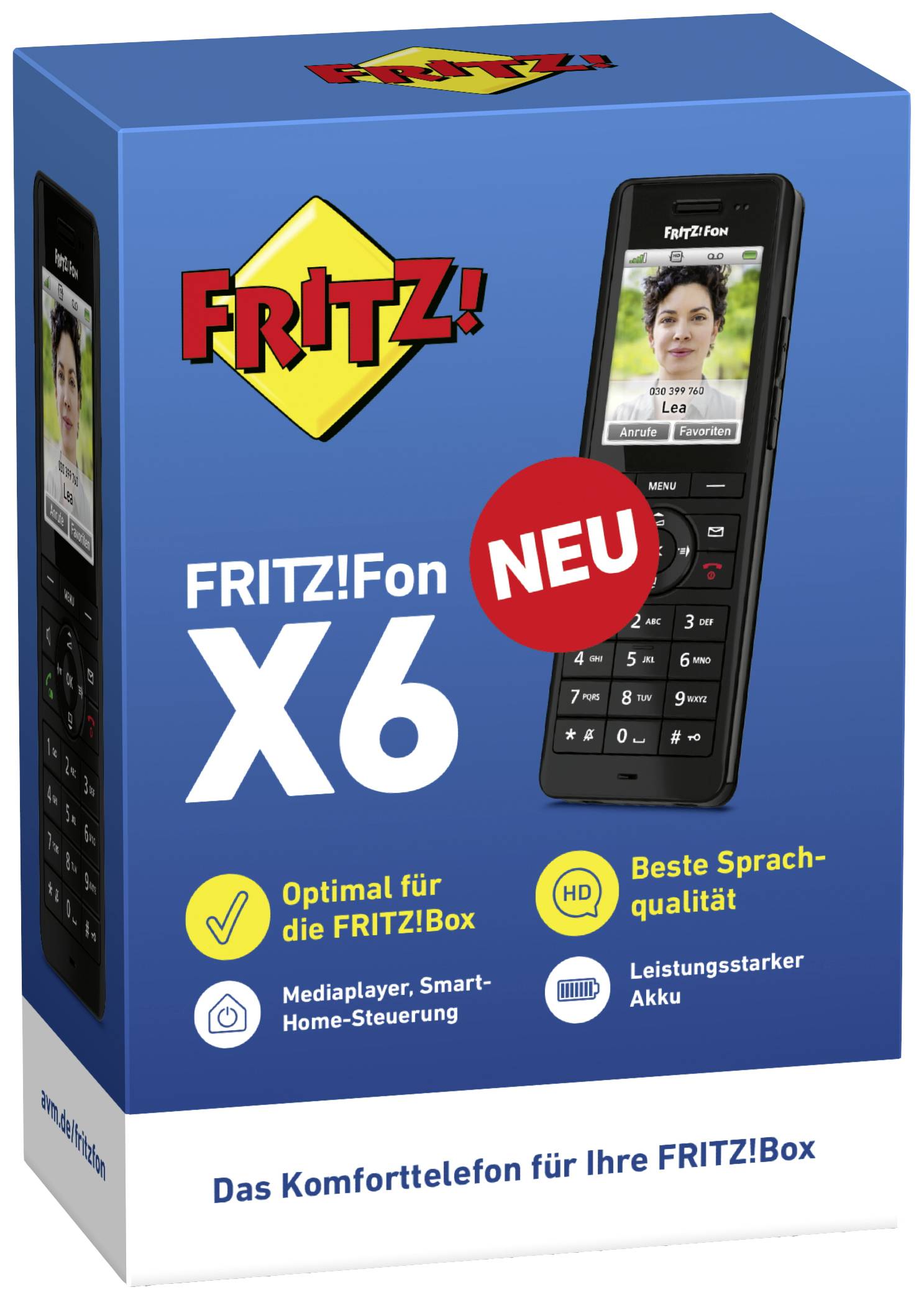 Fritz! FRITZ!Fon X6 DECT-Mobilteil Headsetanschluss, Anrufbeantworter, Babyphone, Freisprechen, Integrierter Webserver, Wettervorhersage