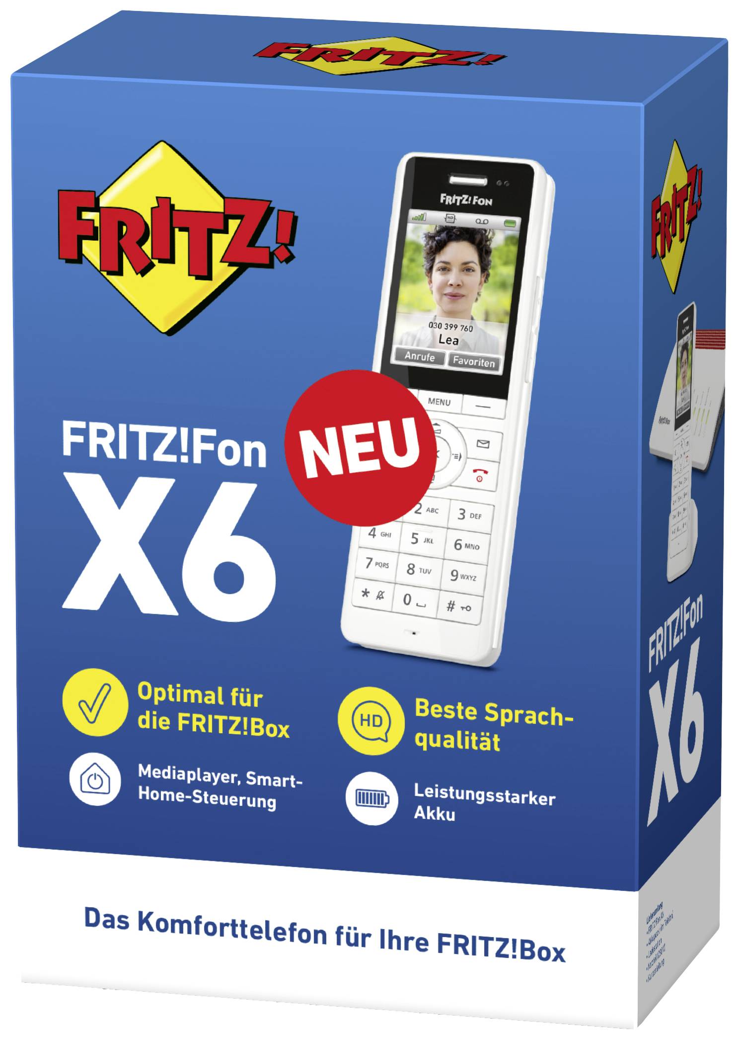 Fritz! DECT-Mobilteil FRITZ!Fon X6 Headsetanschluss, Anrufbeantworter, Babyphone, Freisprechen, Integrierter Webserver, Wettervorhersage
