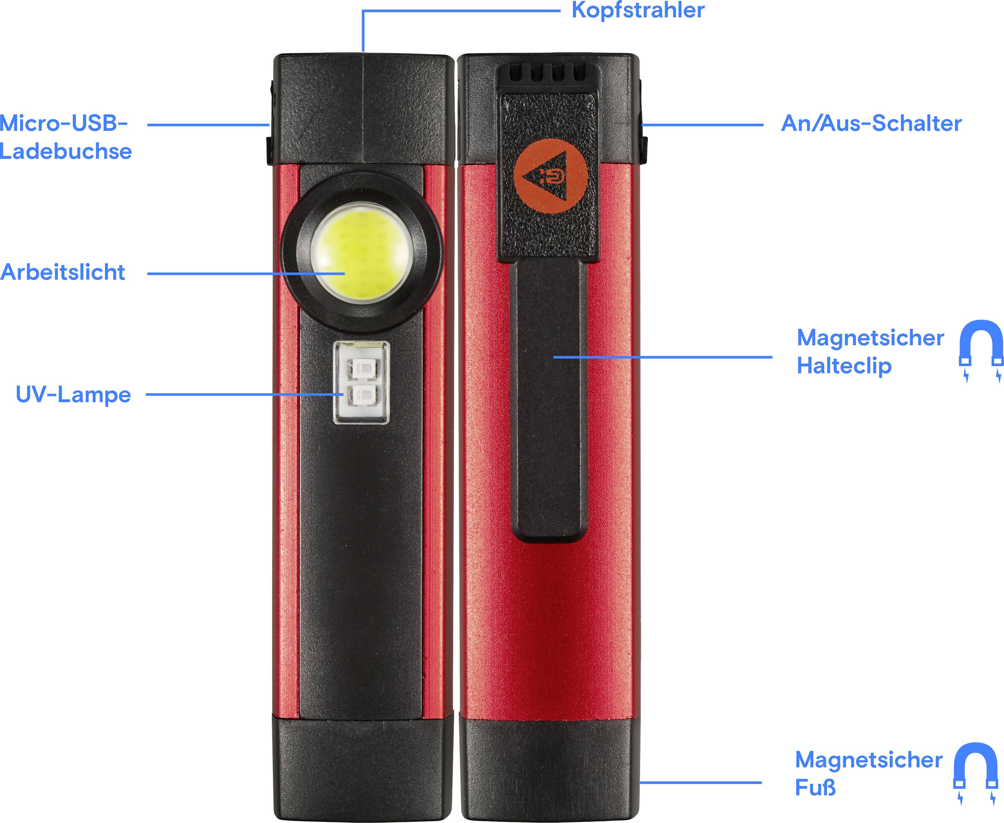 TOOLCRAFT TO-8699439 LED, UV-LED Arbeitsleuchte akkubetrieben 200lm