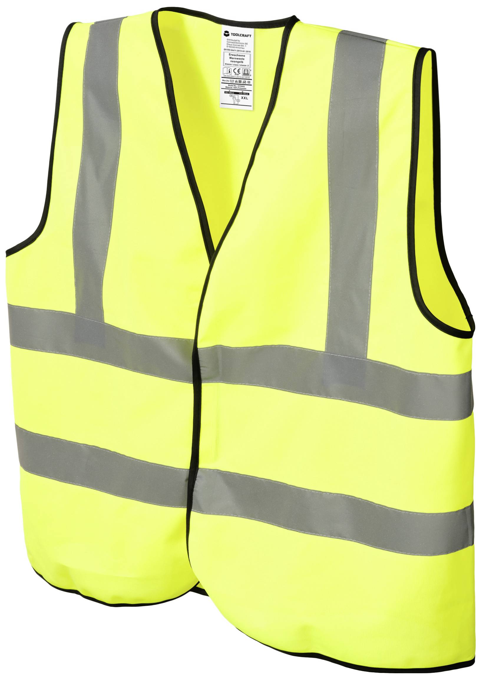 TOOLCRAFT TO-8699505 Reflektierende Sicherheitsweste Universalgröße Unisize Neongelb EN ISO 20471:2013