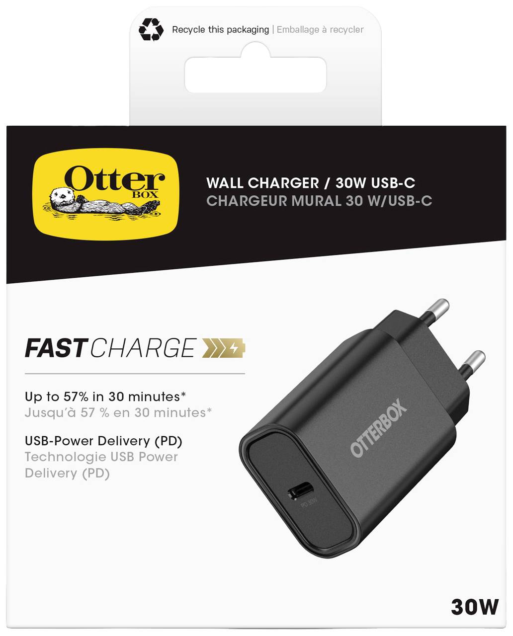 Otterbox Standard EU USB C USB Ladegerät 30 W 1x USB-C® Schwarz Innenbereich