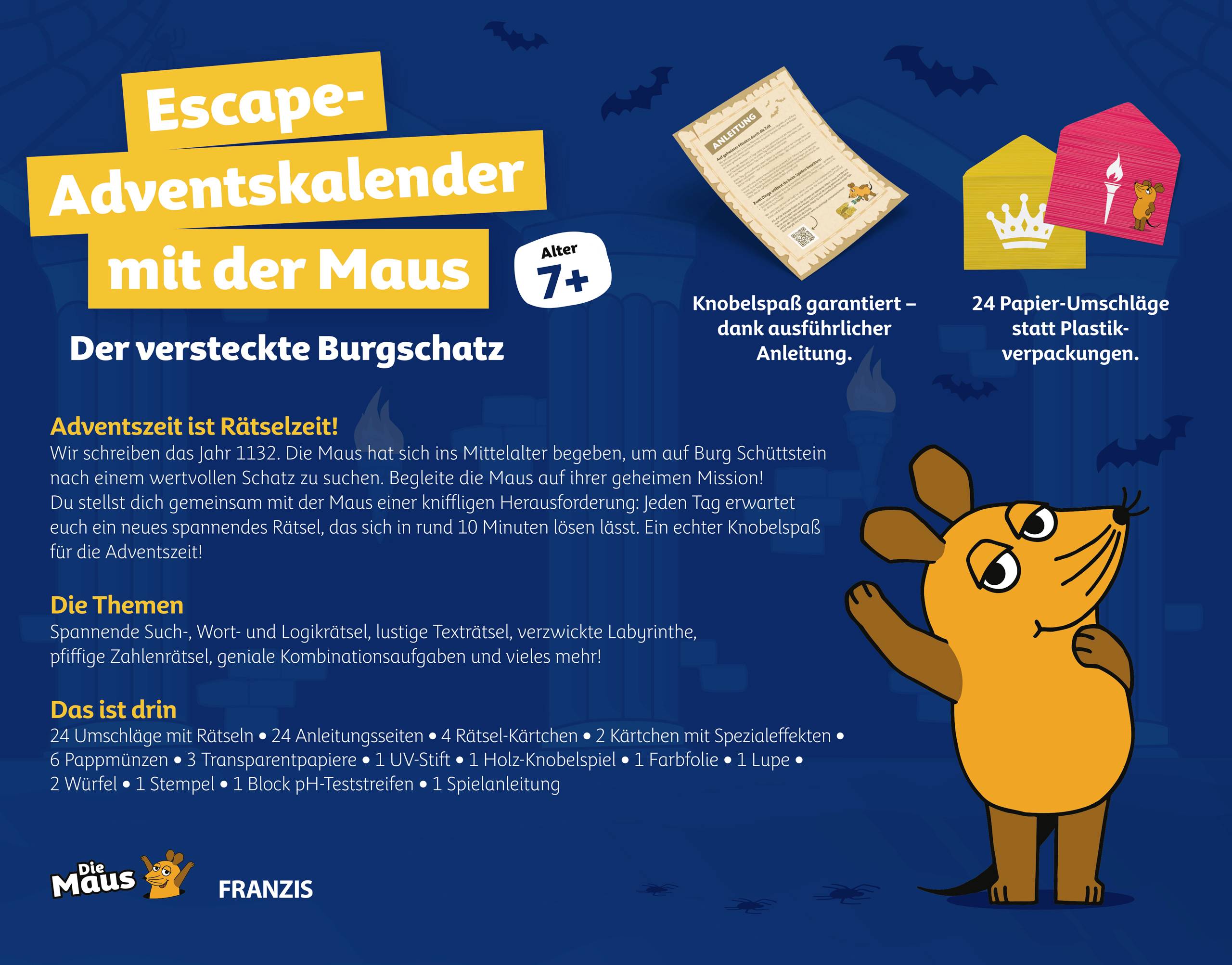 Franzis Verlag Escape mit der Maus Rätsel Adventskalender