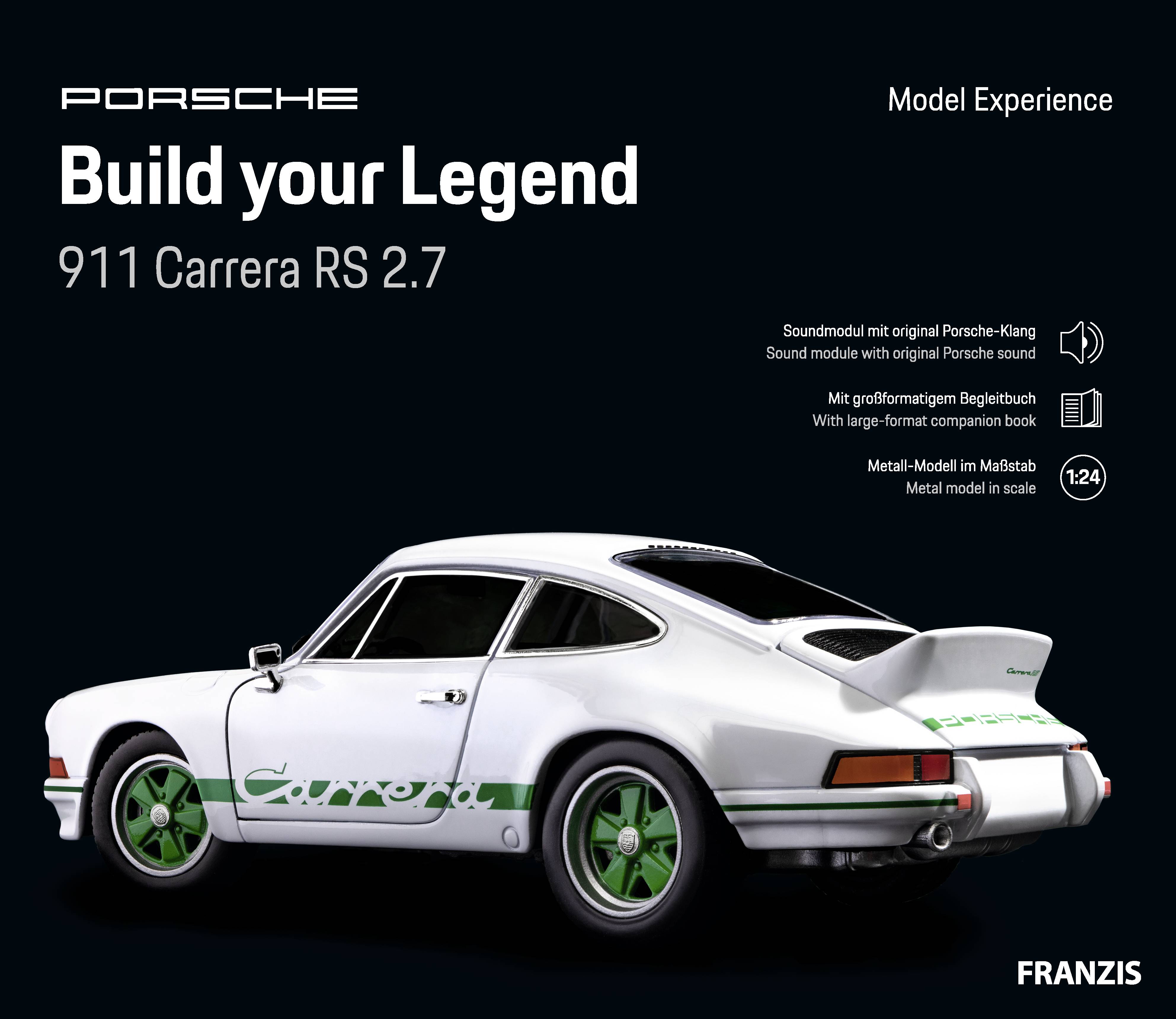 Franzis Verlag Porsche Build your Legend 911 Carrera RS 2.7 67217 Bausatz ab 14 Jahre Box
