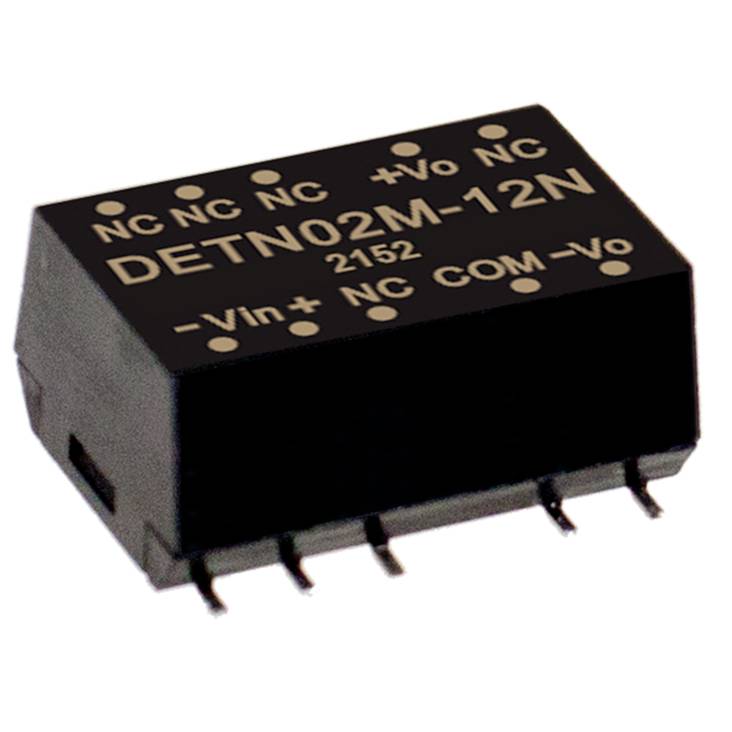 'DETN02M-12N' Elektronikmodul mit mehreren Anschlüssen. Markiert mit '+Vo', '-Vo', 'NC', 'Vin', 'COM'. Geeignet für elektronische Schaltungen.