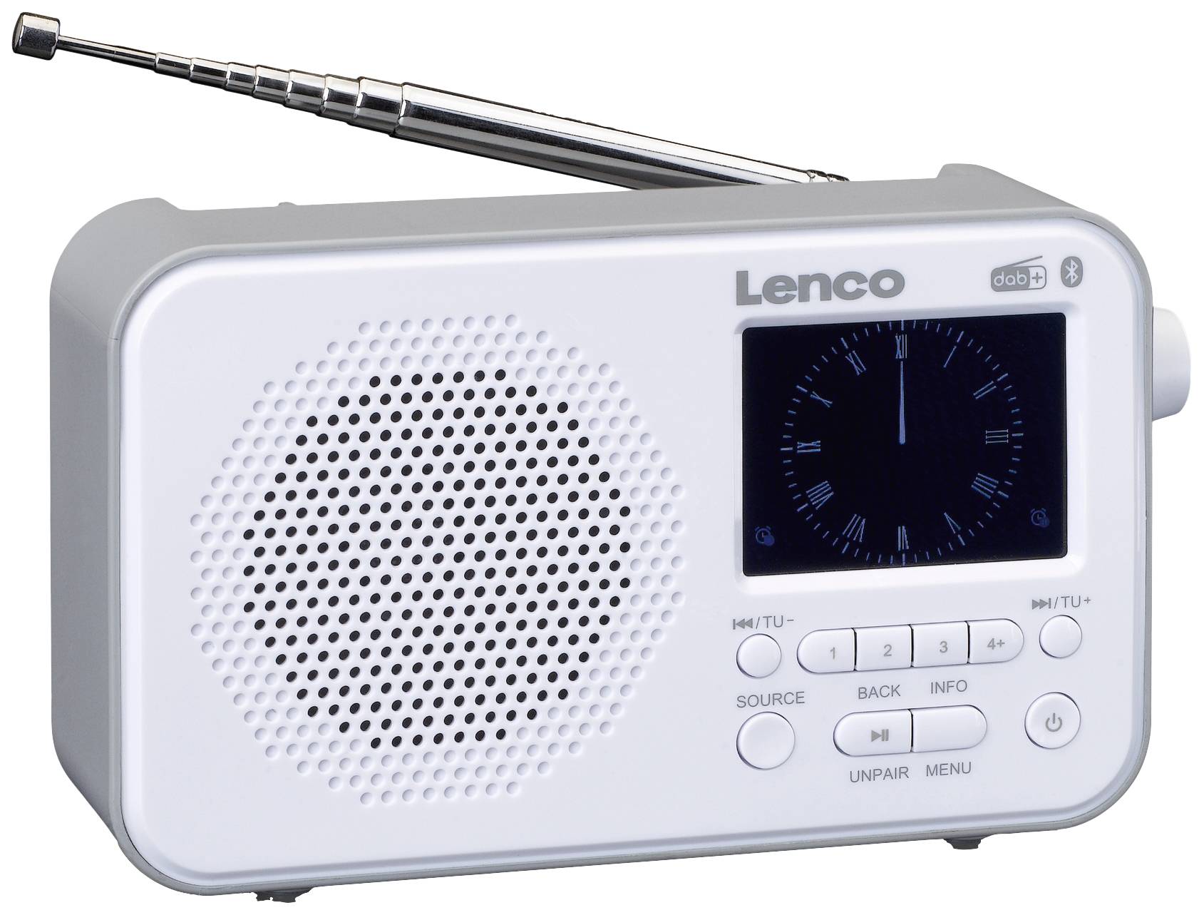 Lenco Akku-Radio DAB+, FM, UKW Bluetooth® Weiß, Grau