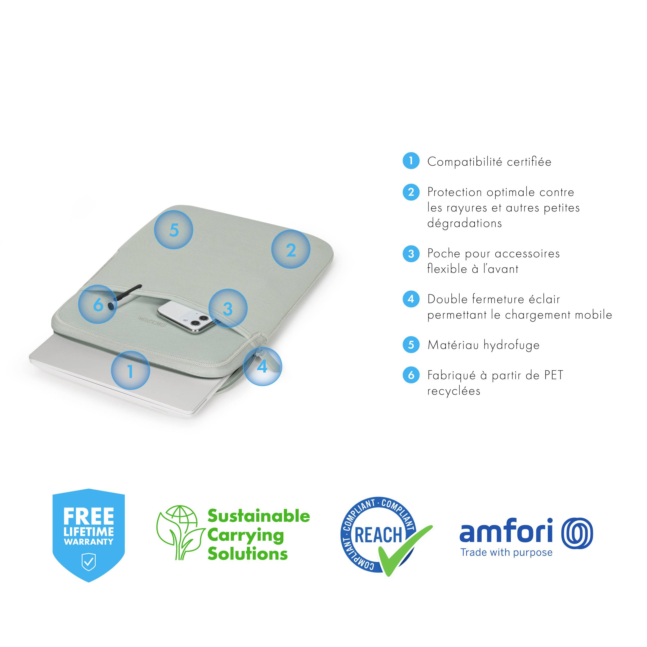 Dicota Notebook Hülle Sleeve Eco SLIM S Passend für maximal: 33,0 cm (13") Silber