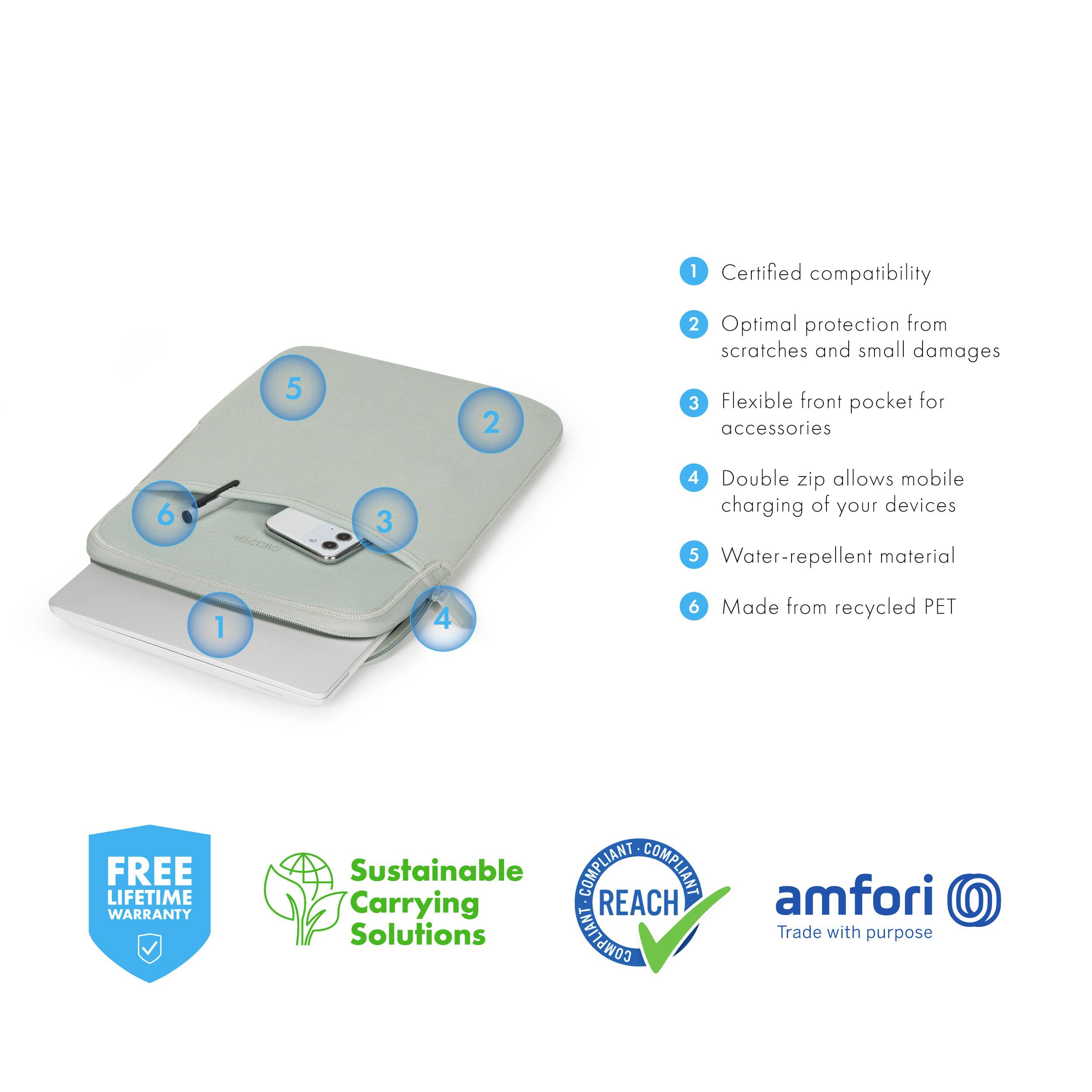 Dicota Notebook Hülle Sleeve Eco SLIM S Passend für maximal: 33,0 cm (13") Silber