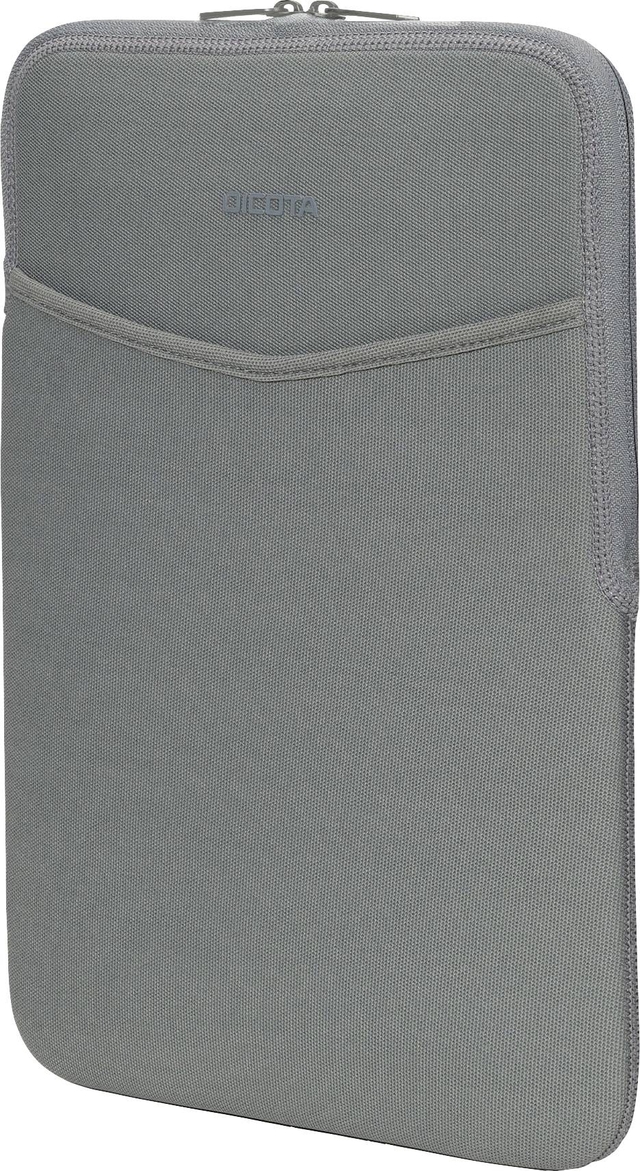 Grau gefütterte Laptoptasche mit Reißverschluss, geeignet für den Schutz und Transport von Notebooks.