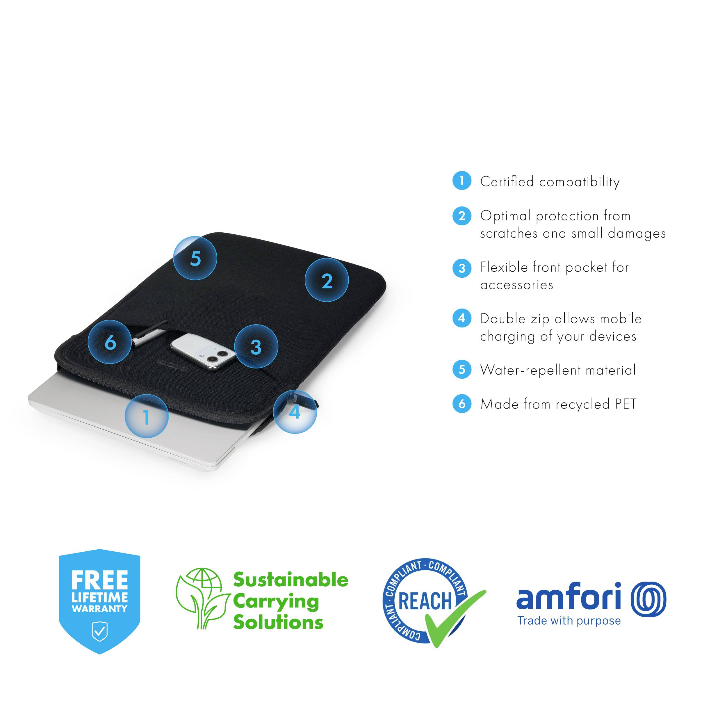 Dicota Notebook Hülle Sleeve Eco SLIM L Passend für maximal: 38,1 cm (15") Schwarz