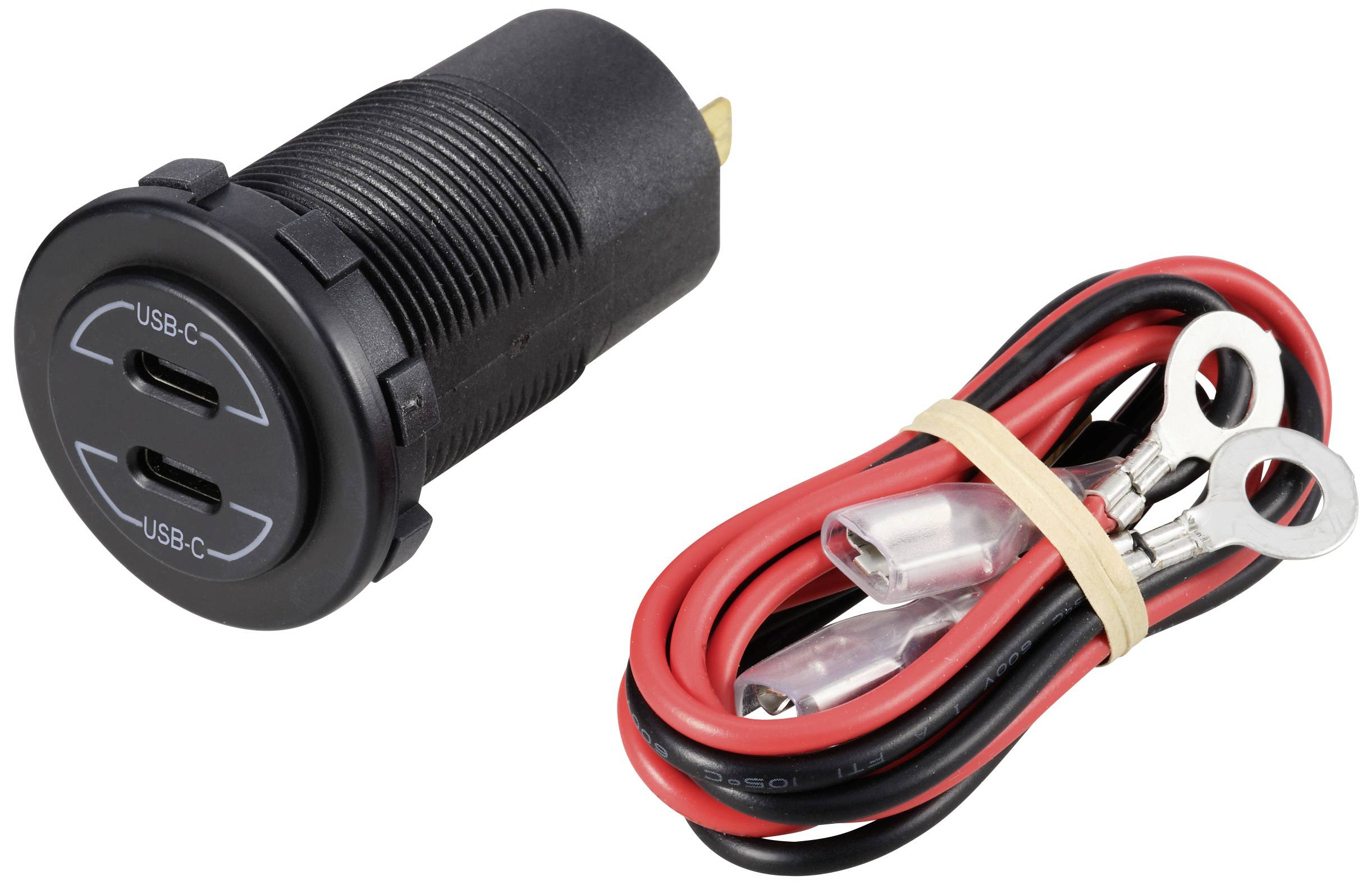 VOLTCRAFT USB-C®-Doppelsteckdose 9V-30V-60W Belastbarkeit Strom max.=3A 12 - 24 V/DC