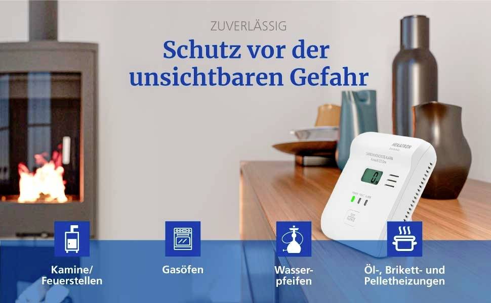 Hekatron KonexXt CO One Kohlenmonoxid-Melder inkl. 10 Jahres-Batterie batteriebetrieben detektiert Kohlenmonoxid