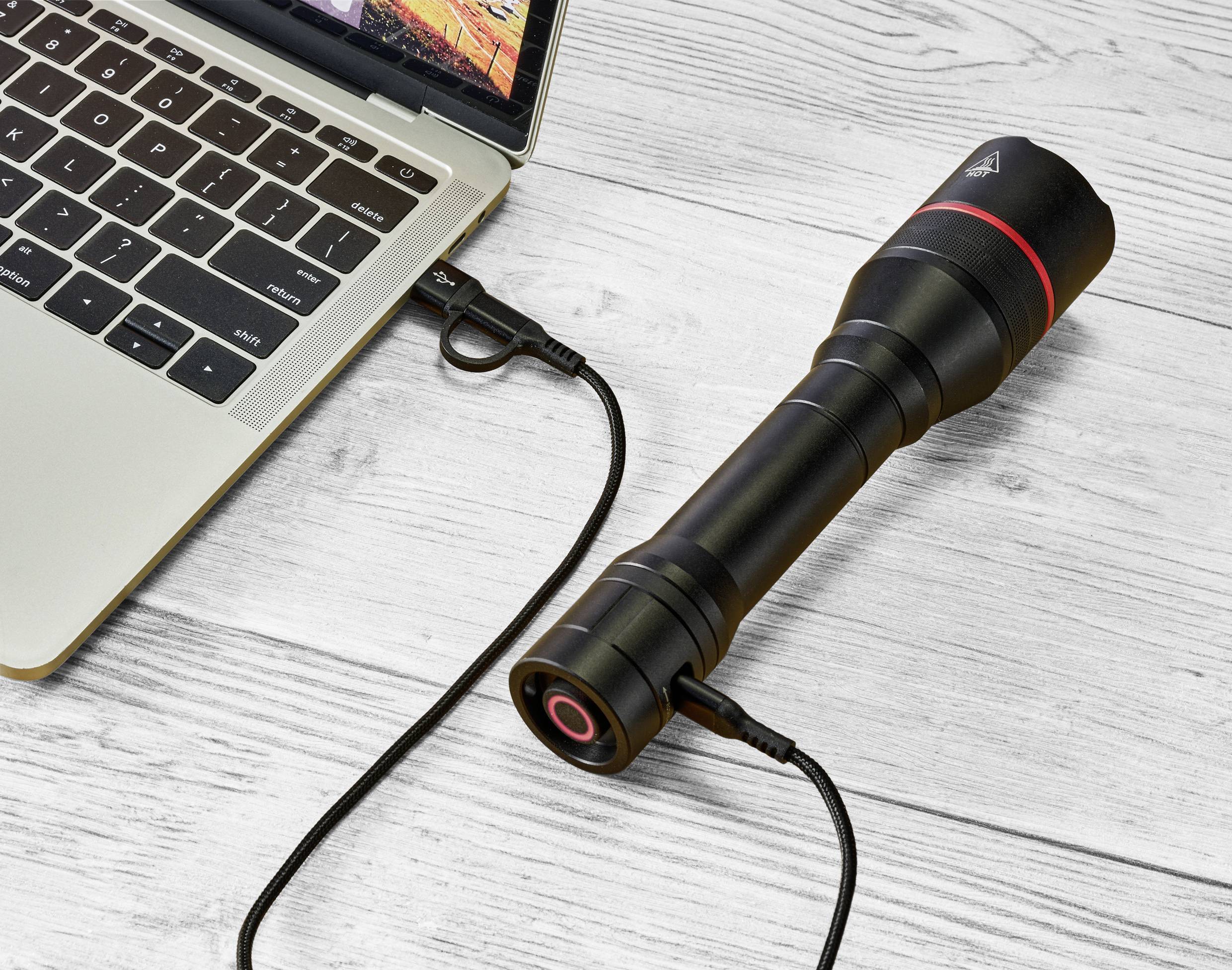 TOOLCRAFT Handlampe verstellbar, mit USB-Schnittstelle, mit Stroboskopmodus akkubetrieben 3500lm 7h 397g