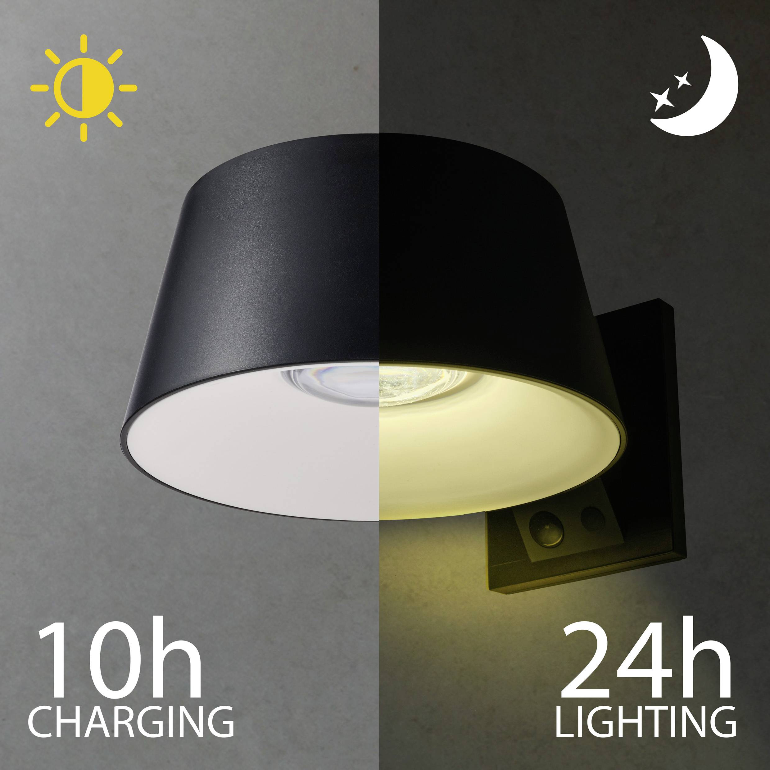 Sygonix SY-5801972 Solar-Außenwandleuchte mit Bewegungsmelder LED LED fest eingebaut 10W Anthrazit-Grau