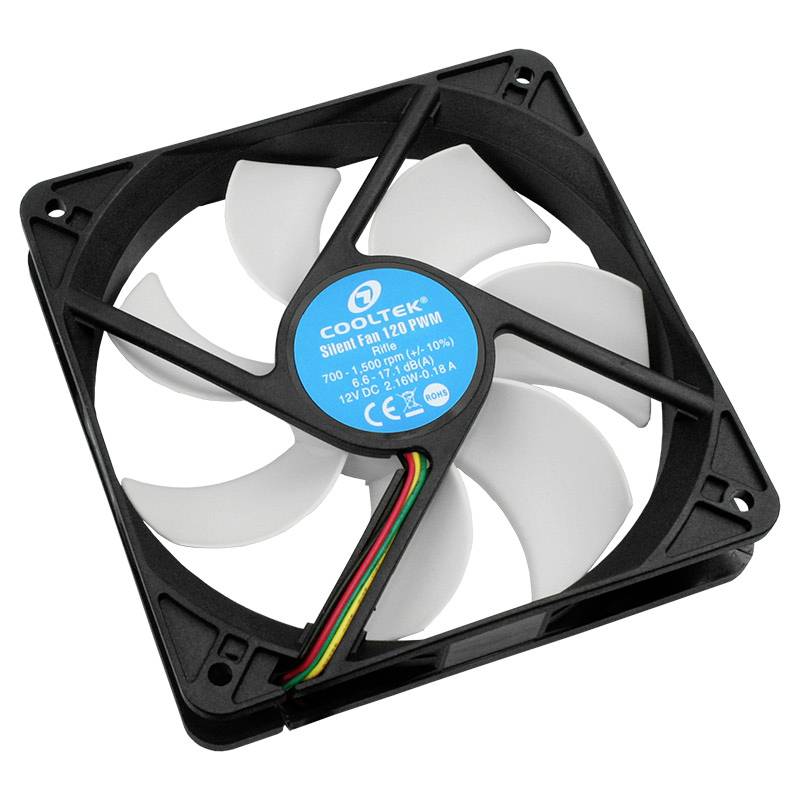 Cooltek Silent Fan 120 PWM PC-Gehäuse-Lüfter Schwarz, Weiß (B x H x T) 120 x 25 x 120mm