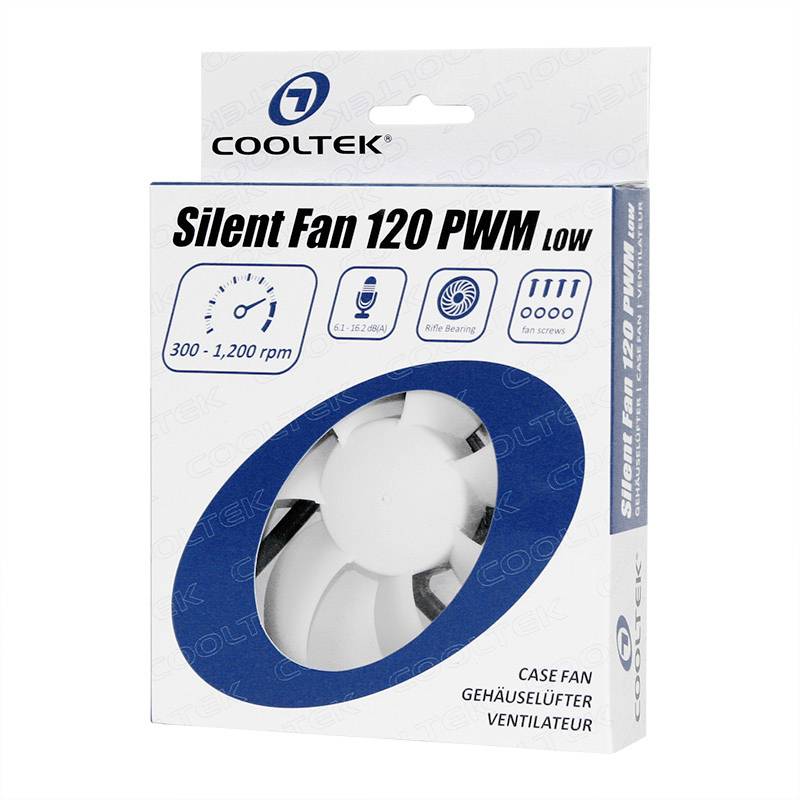 Cooltek Silent Fan 120 PWM PC-Gehäuse-Lüfter Schwarz, Weiß (B x H x T) 120 x 120 x 25mm