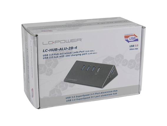 LC Power LC-HUB-ALU-2B-4 3 Port USB 3.2 Gen 1-Hub (USB 3.0) Schwarz