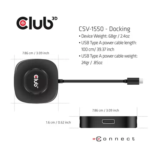 Club3D CSV-1550 USB-C® (USB 3.2 Gen 2) Multiport Hub Schwarz Club3D CSV-1550 USB-C® (USB 3.2 Gen 2) Multiport Hub Schwarz