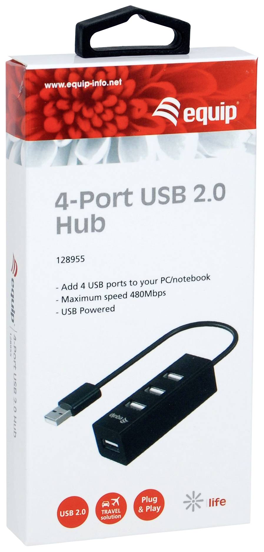 Equip 128955 4 Port USB 2.0-Hub Schwarz