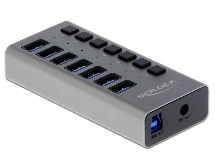 Delock 63669 7 Port USB 3.2 Gen 1-Hub (USB 3.0) Grau