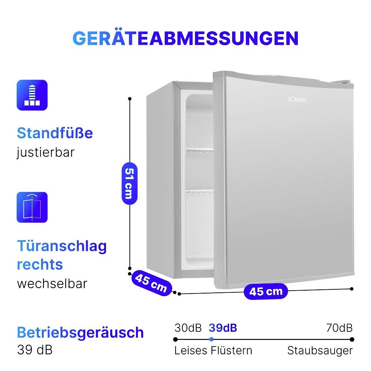 Bomann KB 7346 ix-look Kühlschrank EEK: E (A - G) 42l Standgerät Inox