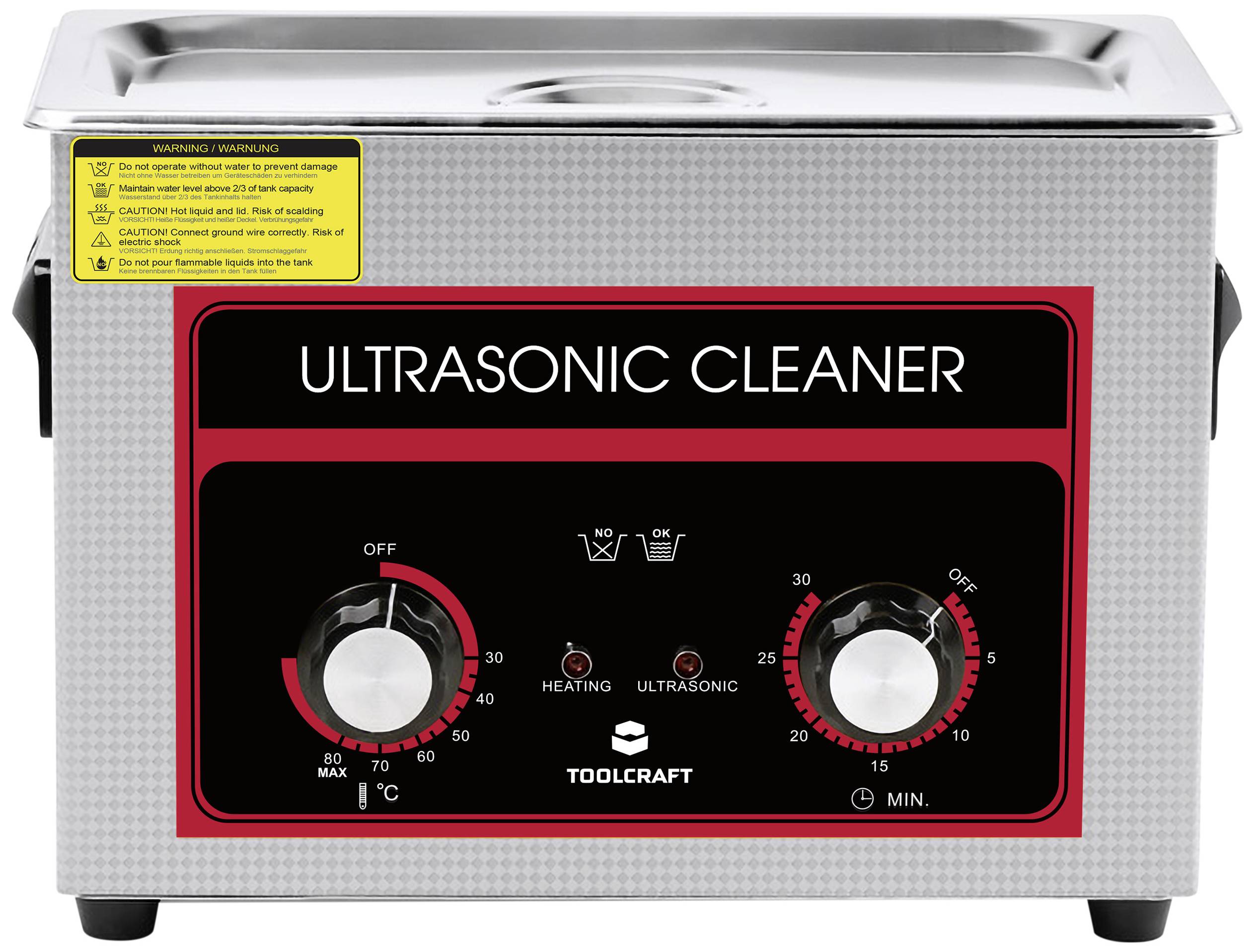 TOOLCRAFT USC-450 Ultraschallreiniger Schmuck, Werkstatt, Bürobedarf 380W 4.5l mit Heizung, mit Reinigungskorb