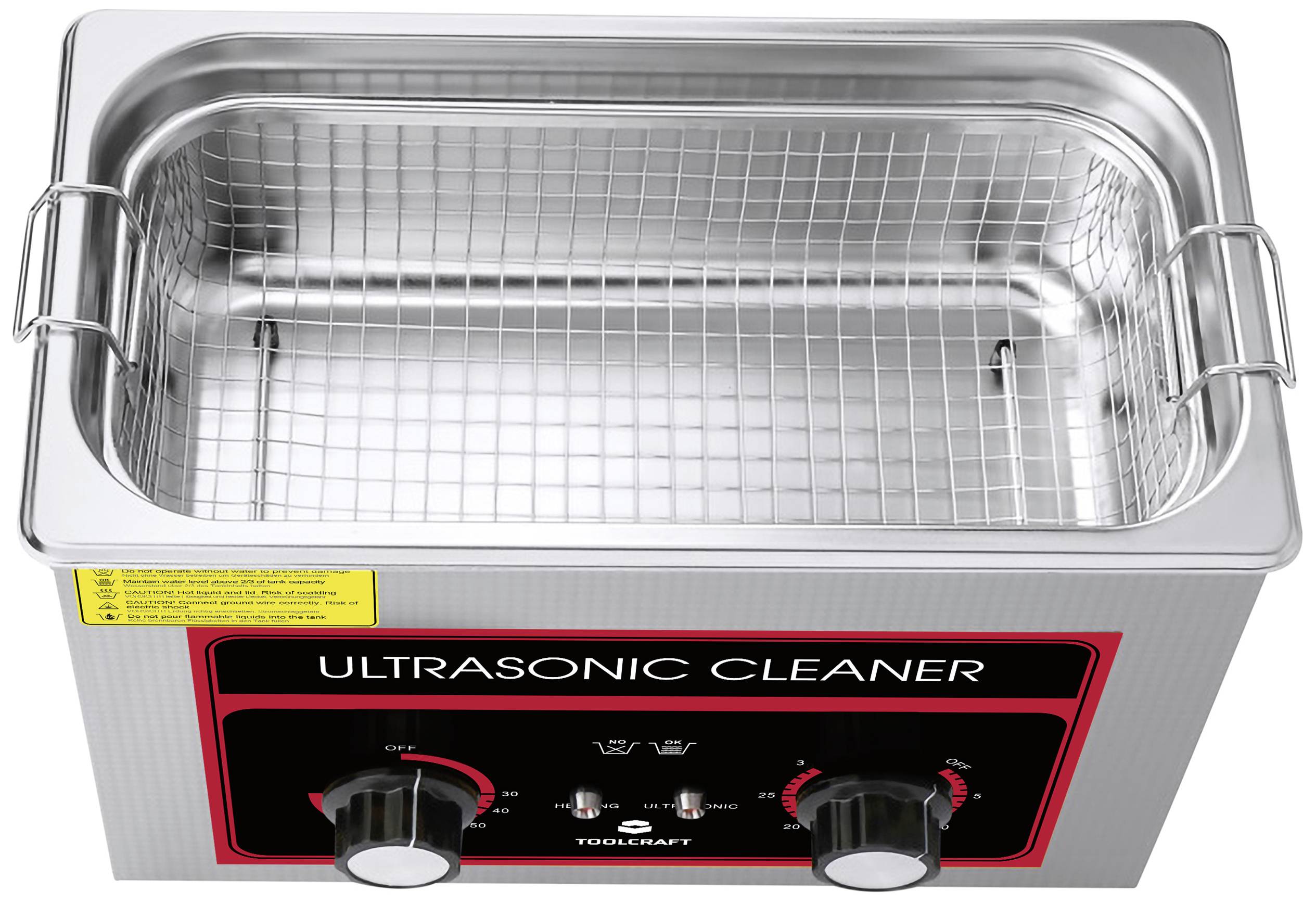 TOOLCRAFT USC-450 Ultraschallreiniger Schmuck, Werkstatt, Bürobedarf 380W 4.5l mit Heizung, mit Reinigungskorb