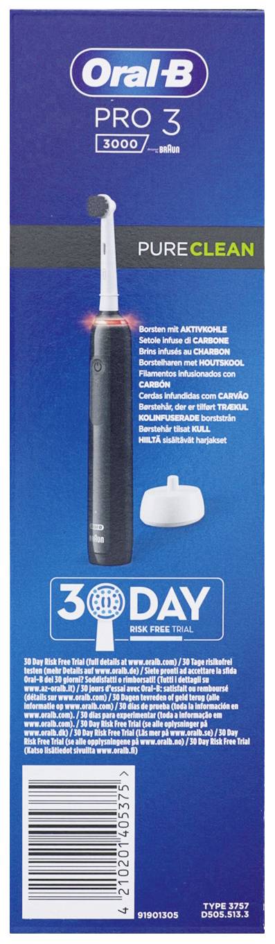 Oral-B Pro 3 3000 Pure Clean 350376 Elektrische Zahnbürste Rotierend/Oszilierend/Pulsieren Schwarz