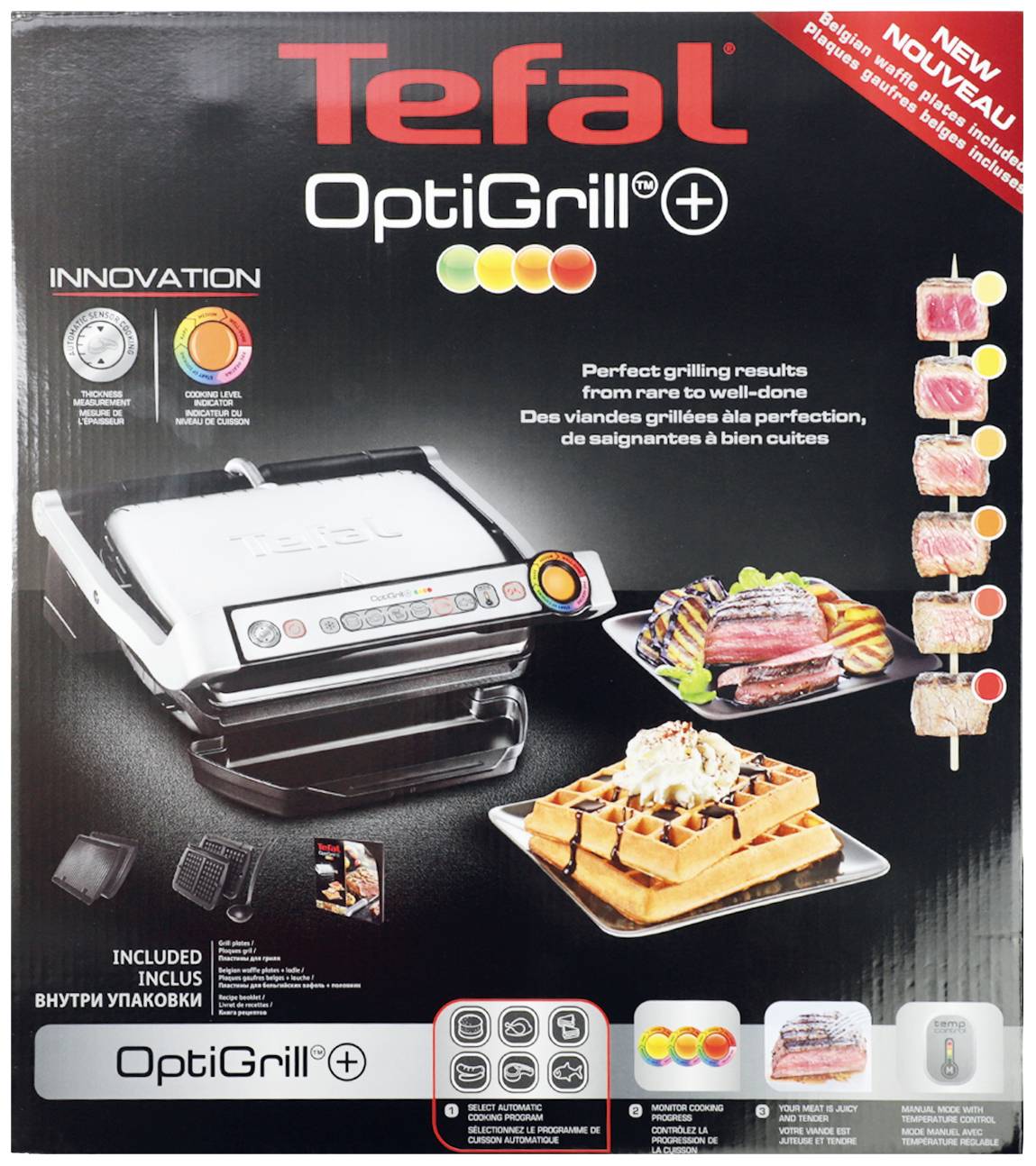 Tefal OptiGrill+ Elektro, Tisch Kontaktgrill Grillfunktion Schwarz, Silber