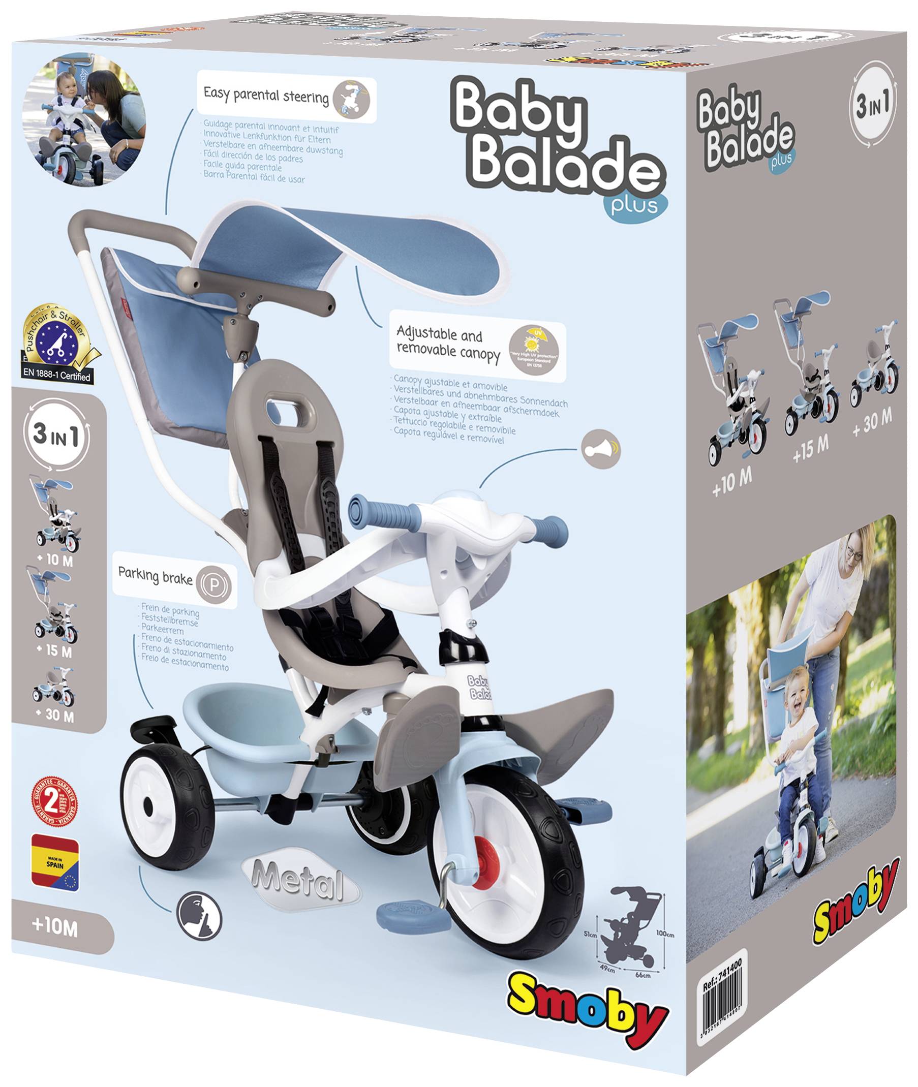 Smoby Dreirad Baby Balade Plus Blau