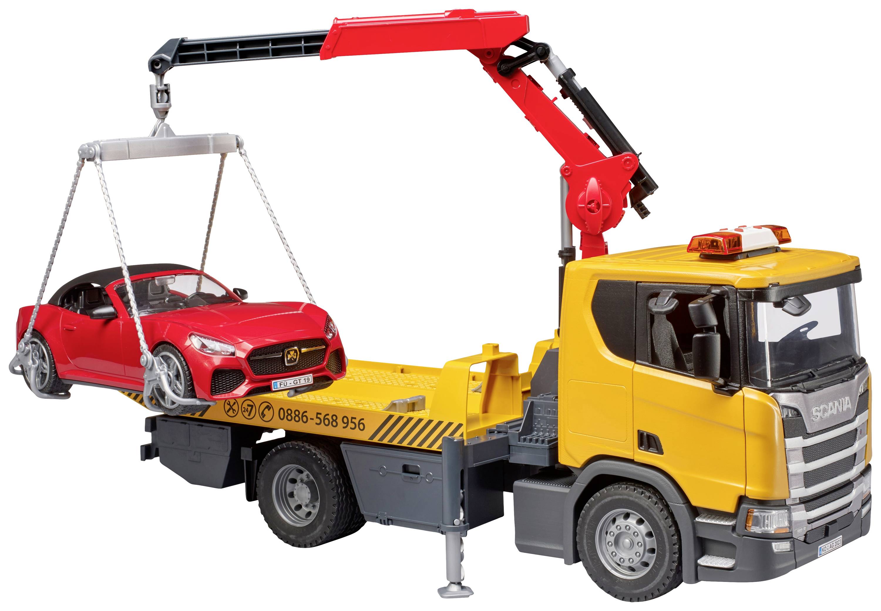 Bruder Scania Super 560R Abschlepp-LKW mit Roadster Fertigmodell Nutzfahrzeug Modell