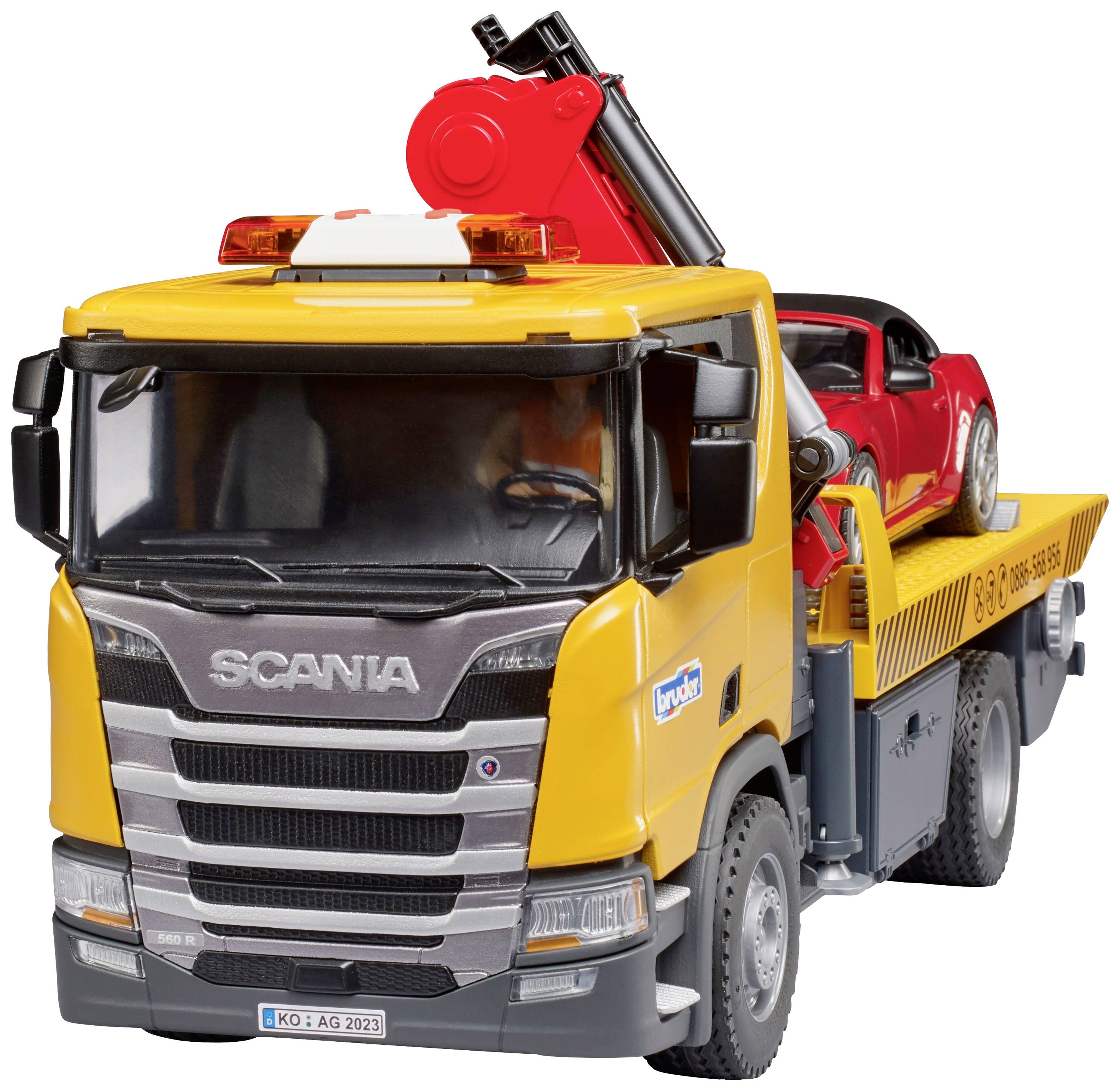 Bruder Scania Super 560R Abschlepp-LKW mit Roadster Fertigmodell Nutzfahrzeug Modell