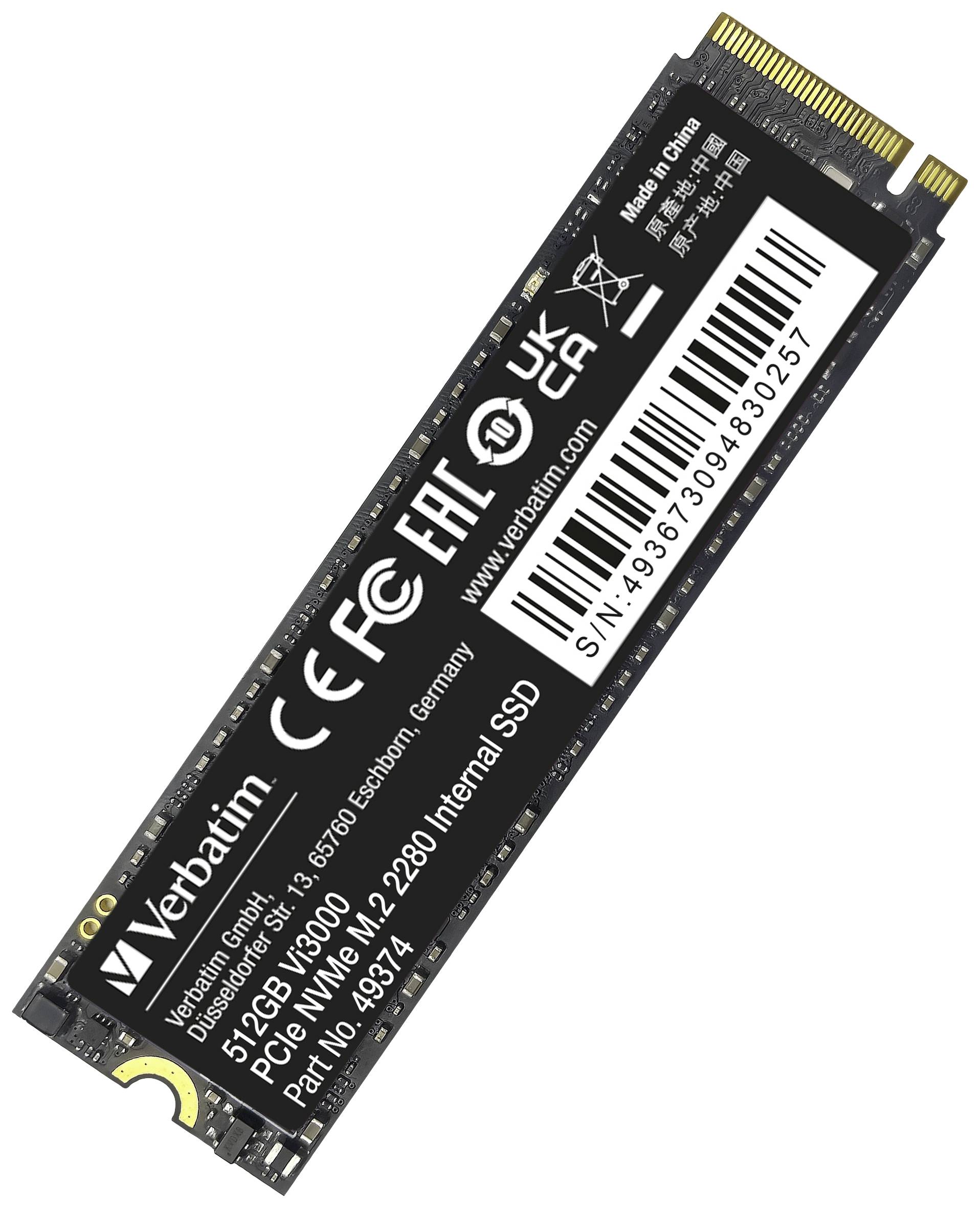 Verbatim Vi3000 512 GB Interne M.2 PCIe NVMe SSD 2280 PCIe NVMe 3.0 x4 Retail 49374
