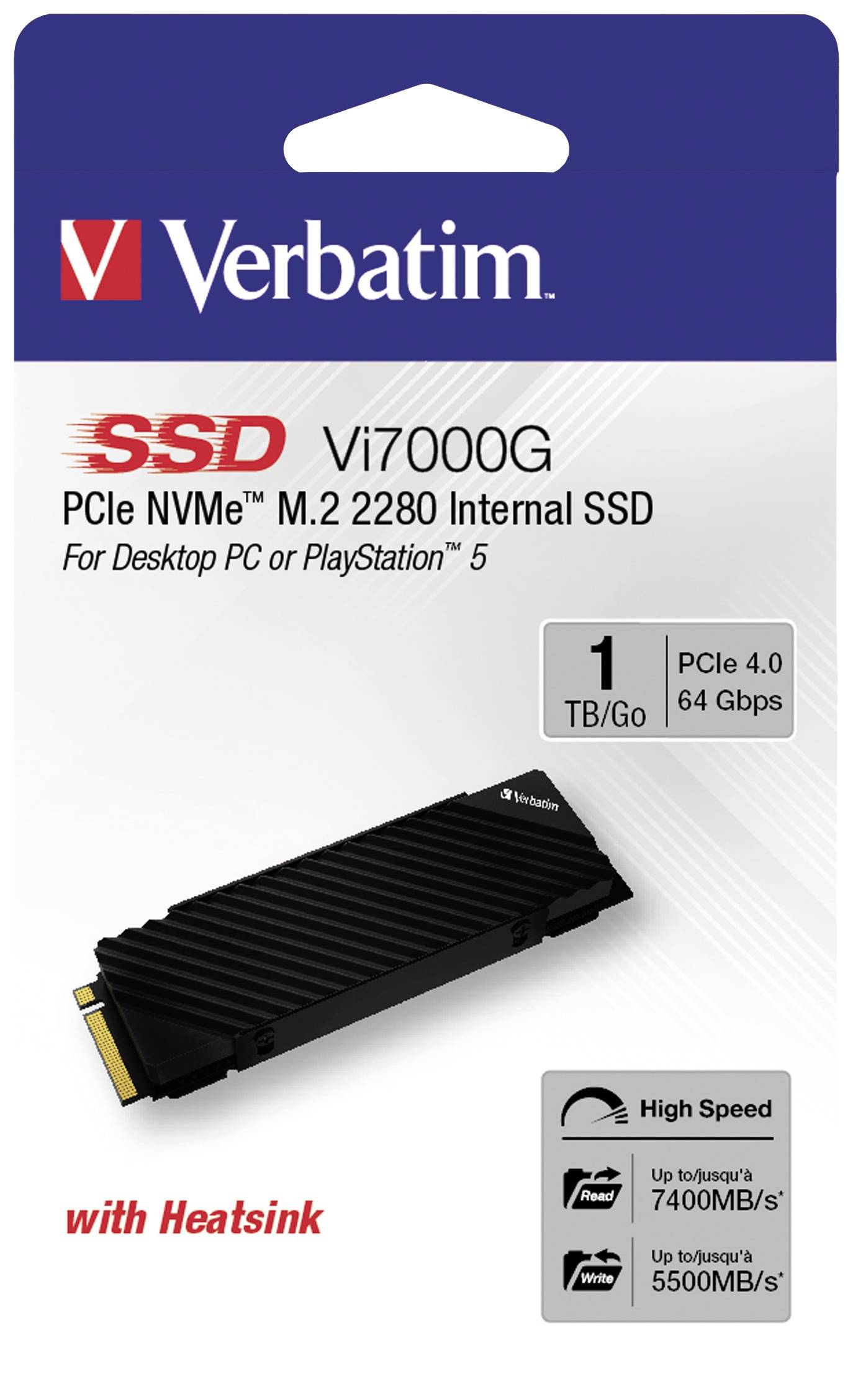 Verbatim Vi7000 1 TB Interne M.2 PCIe NVMe SSD 2280 PCIe 4.0 x4 Retail 49367