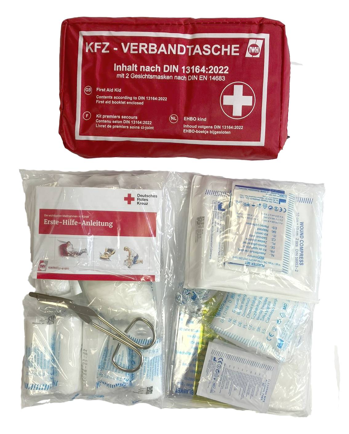 IWH 023511 KFZ-Verbandtasche "rot" DIN 13164:2022 Verbandtasche Pkw DIN 13164 02-2022 1 Set