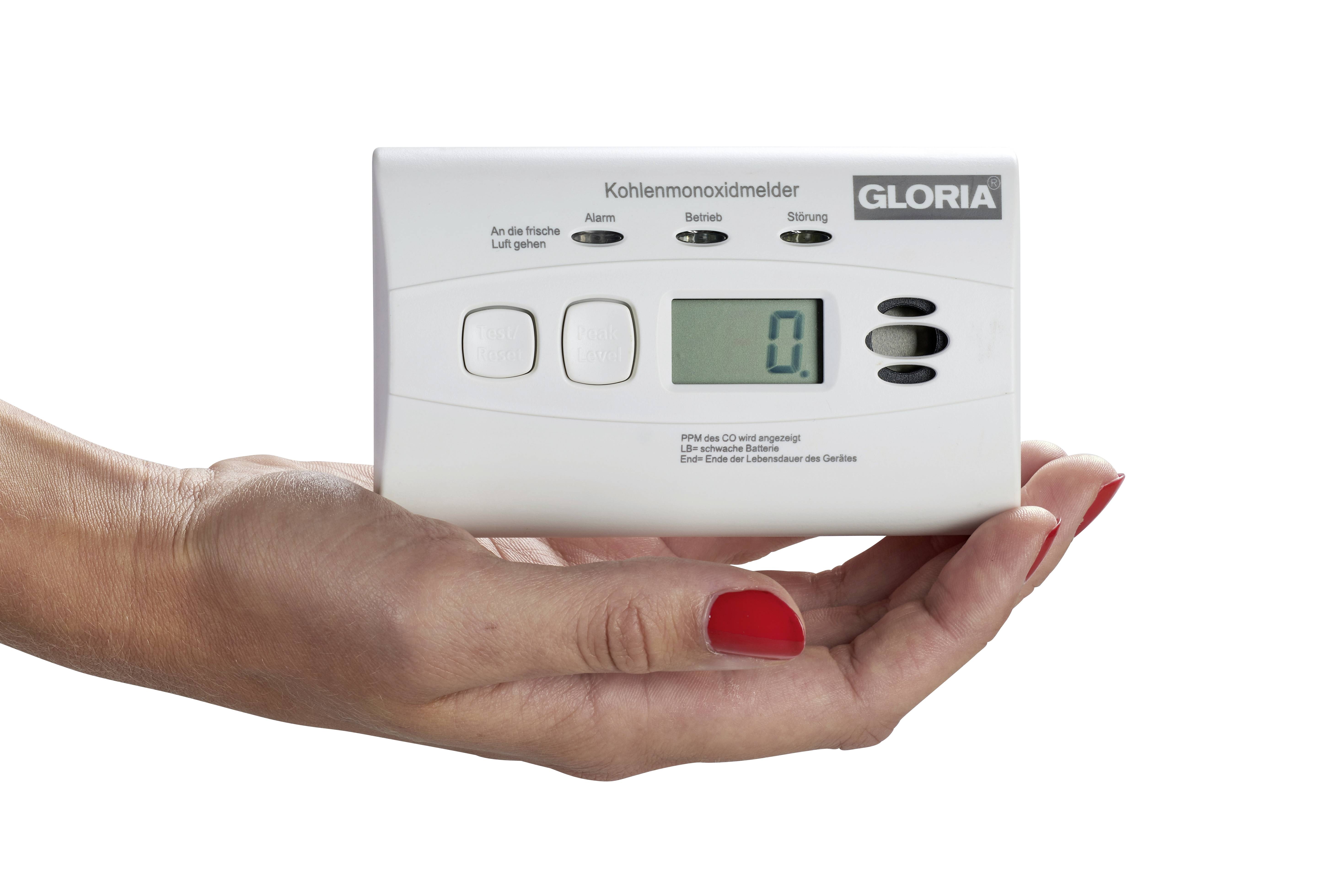Gloria KO10D Kohlenmonoxid-Melder inkl. 10 Jahres-Batterie batteriebetrieben detektiert Kohlenmonoxid