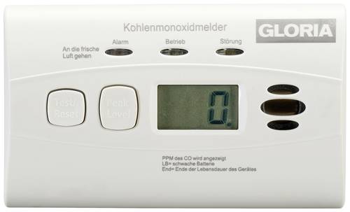 Gloria KO10D Kohlenmonoxid-Melder inkl. 10 Jahres-Batterie batteriebetrieben detektiert Kohlenmonoxi