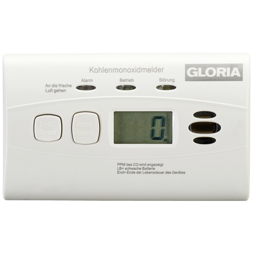 Gloria KO10D Kohlenmonoxid-Melder inkl. 10 Jahres-Batterie batteriebetrieben detektiert Kohlenmonox